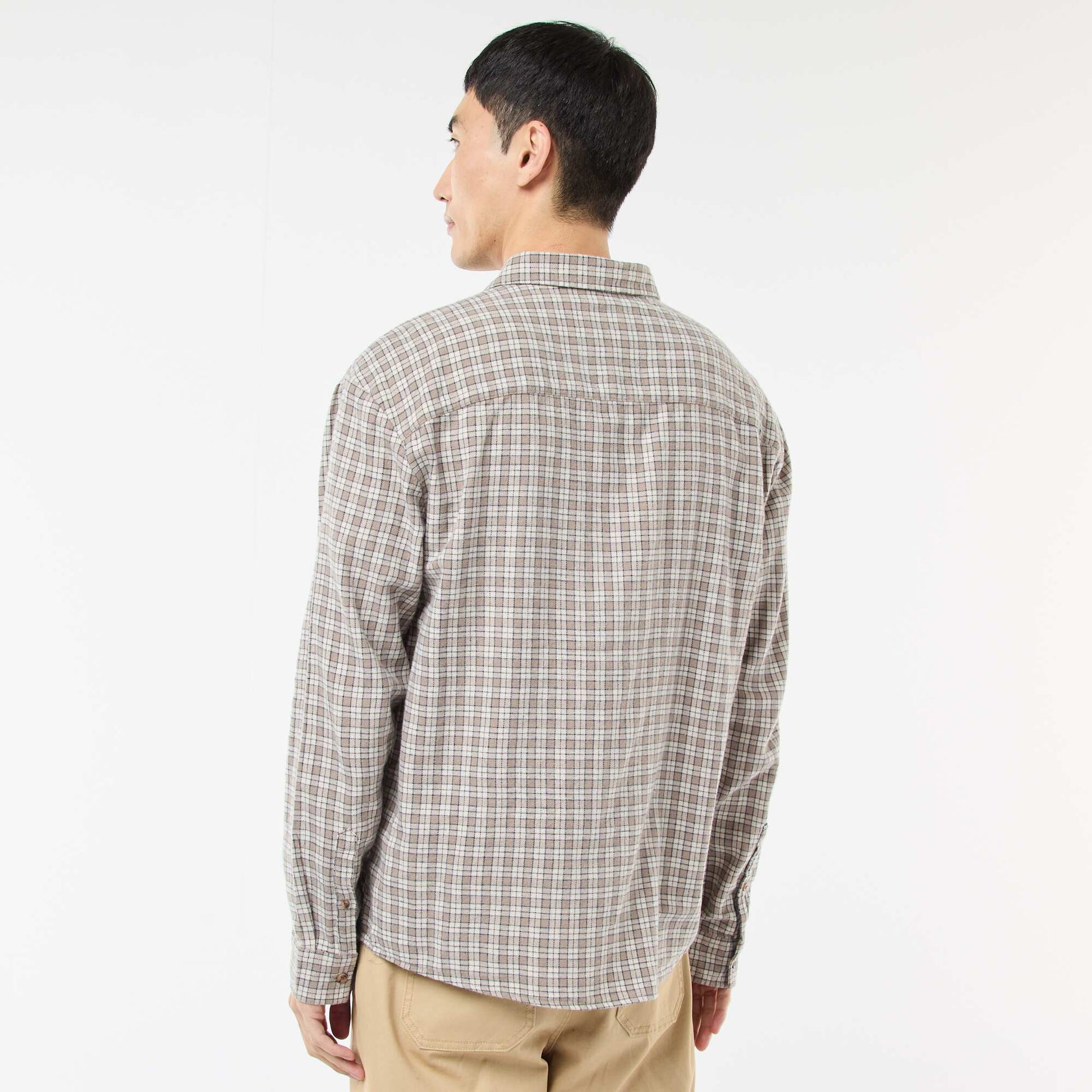Cotton Flannel Check Shirt BEIGE