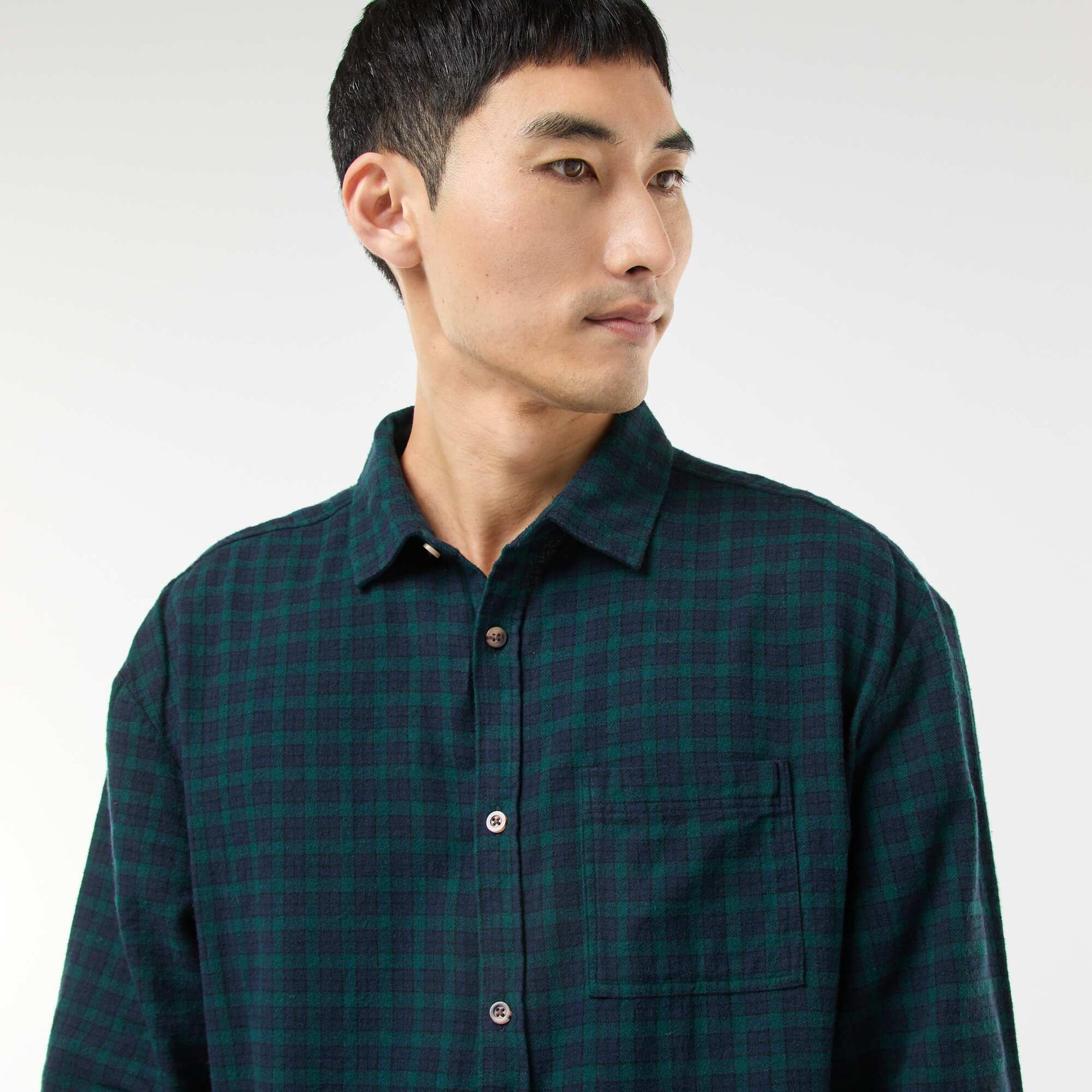 Cotton Flannel Check Shirt GREEN