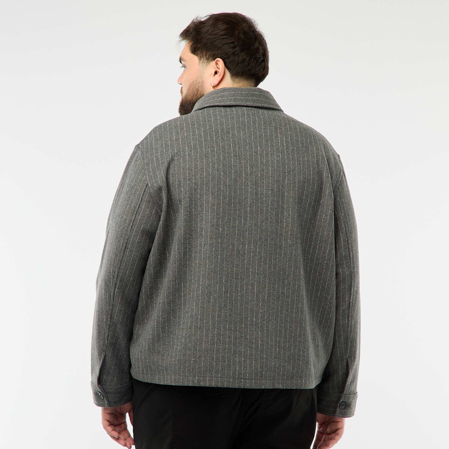Button-Up Overshirt with Flap Pockets GREY