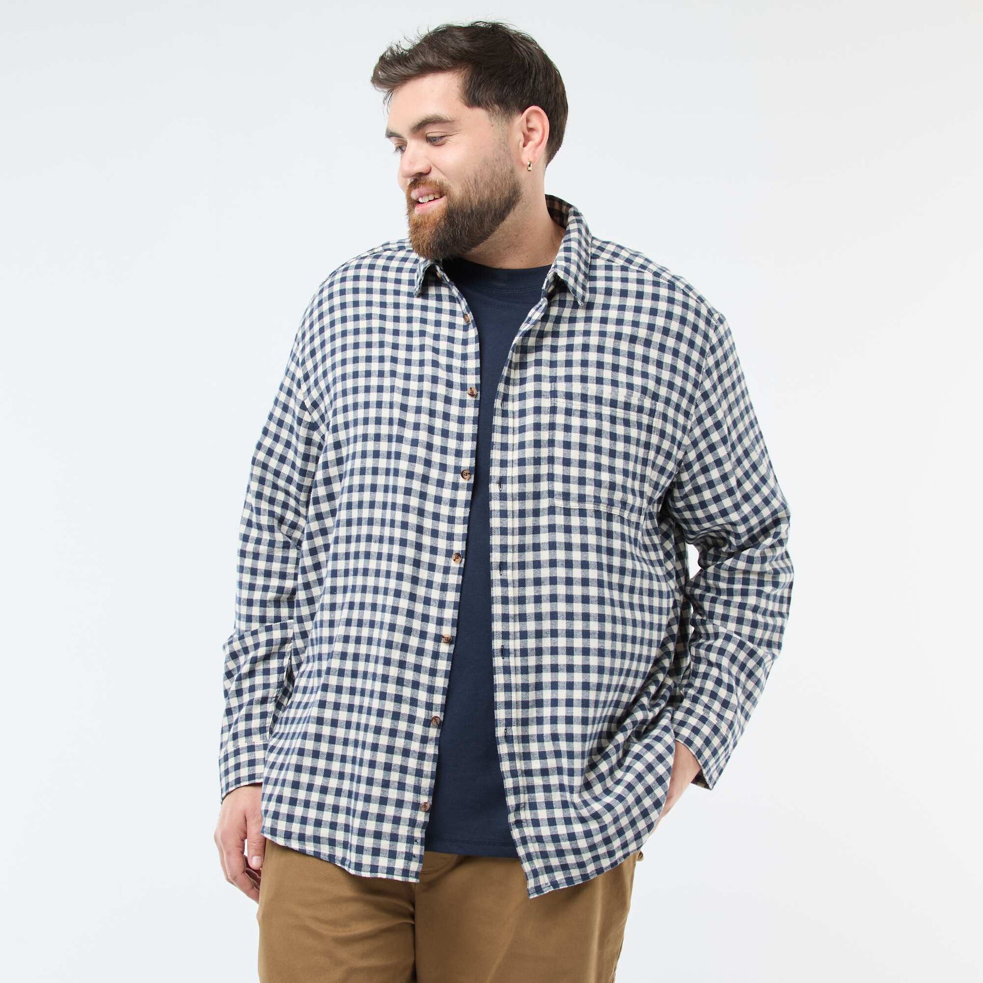 Cotton Flannel Checkered Shirt BLUE