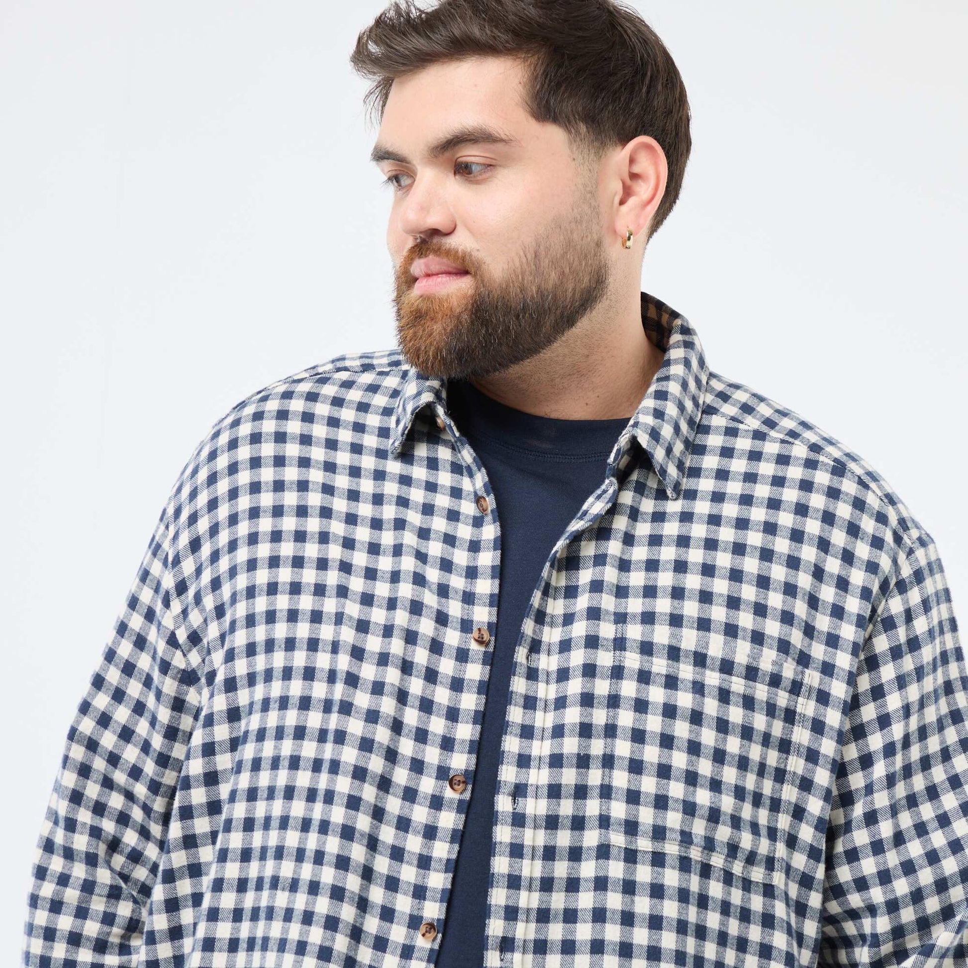 Cotton Flannel Checkered Shirt BLUE