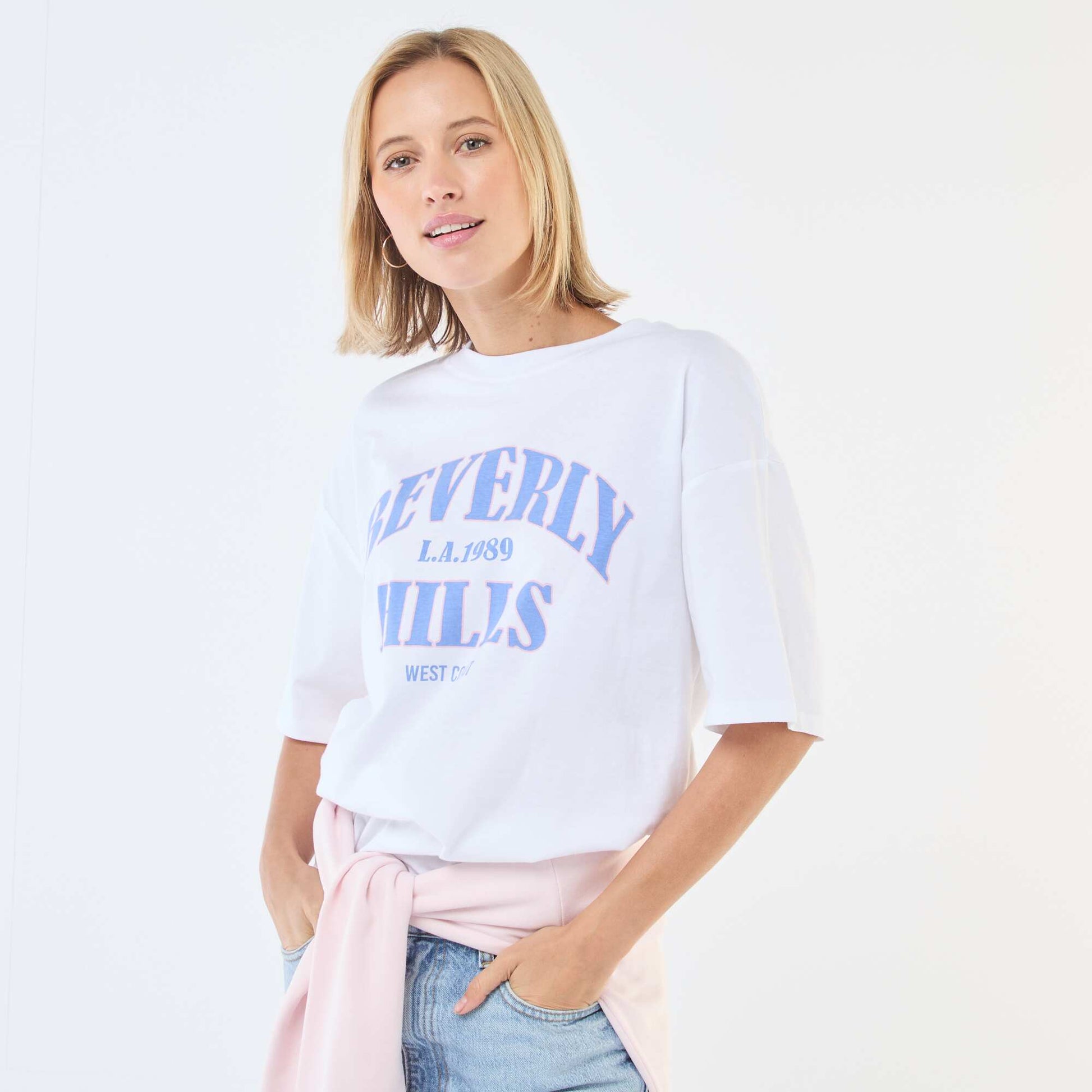 Oversized Slogan T-shirt BLUE