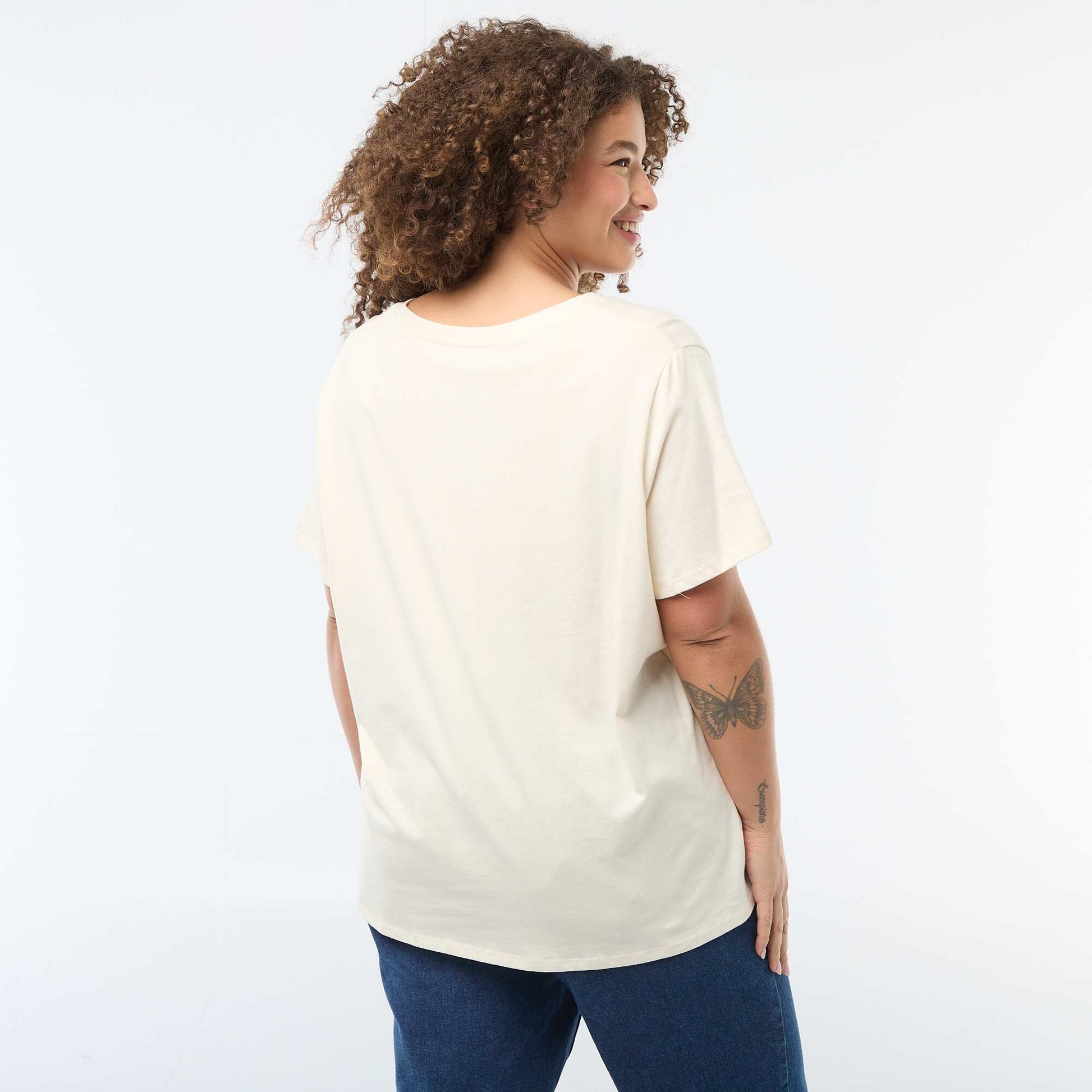 Basic V-neck Short-Sleeve T-shirt WHITE