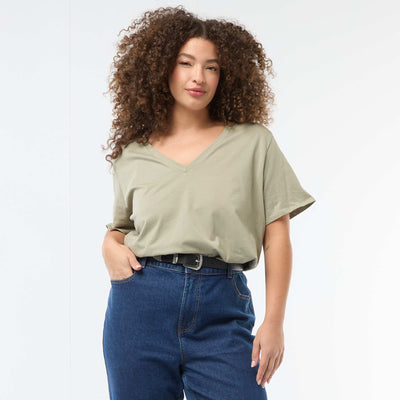 Basic V-Neck Short-Sleeve T-Shirt GREEN