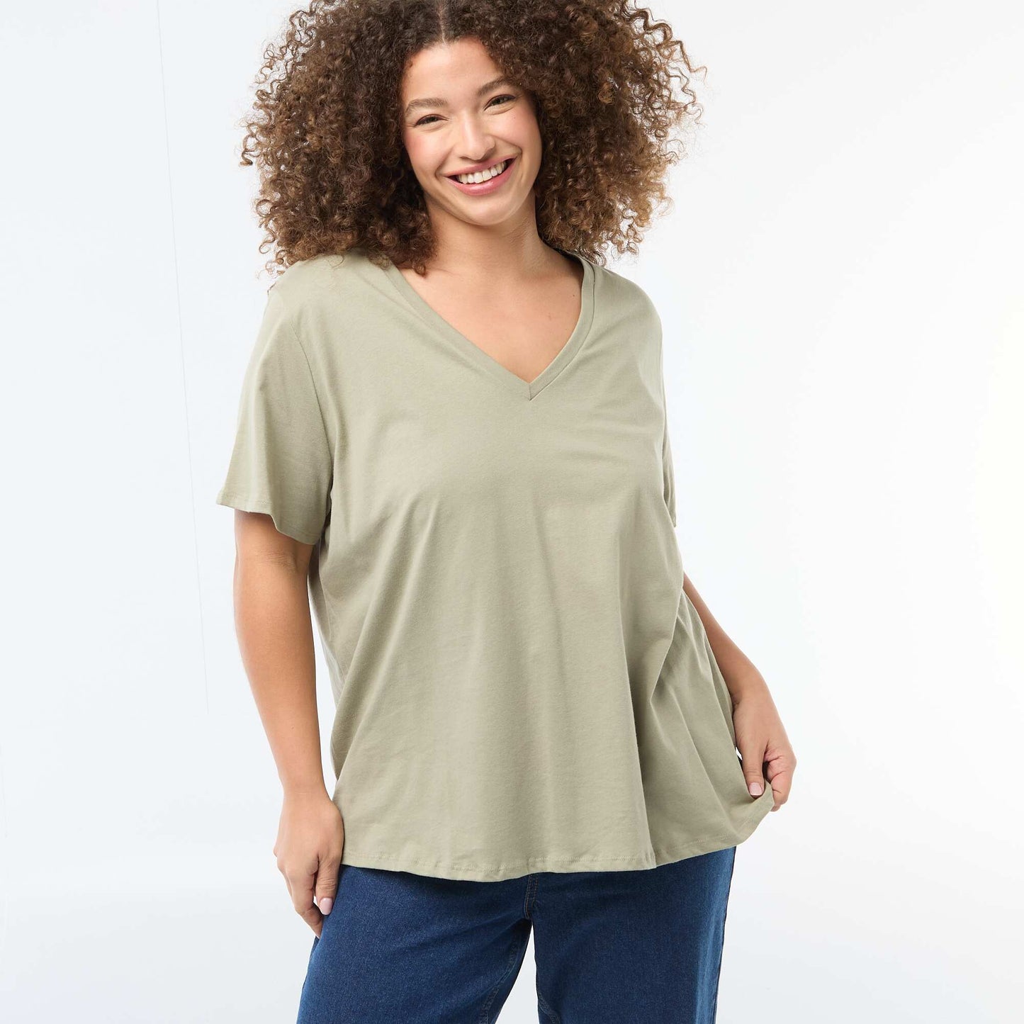 Basic V-Neck Short-Sleeve T-Shirt GREEN