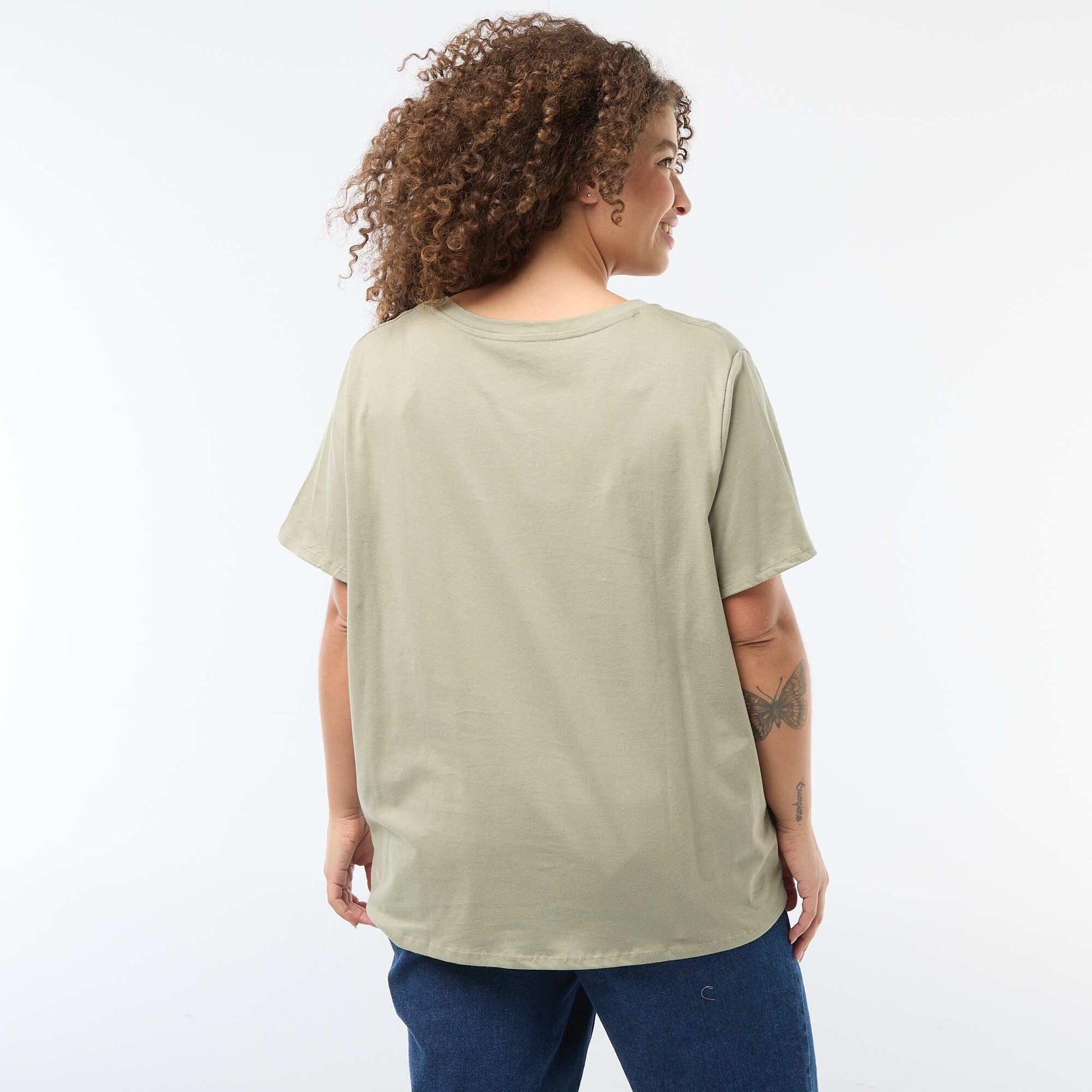 Basic V-Neck Short-Sleeve T-Shirt GREEN