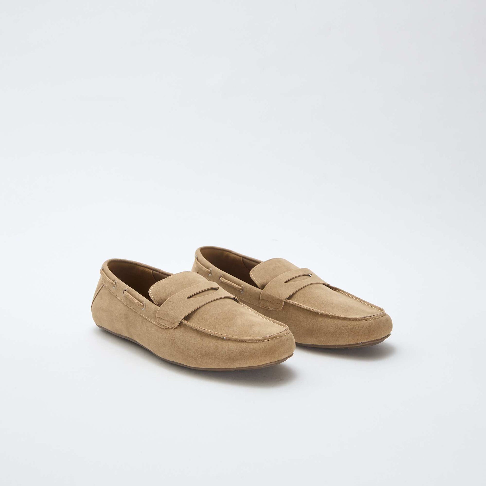 Suede-Effect Boat Moccasins BEIGE