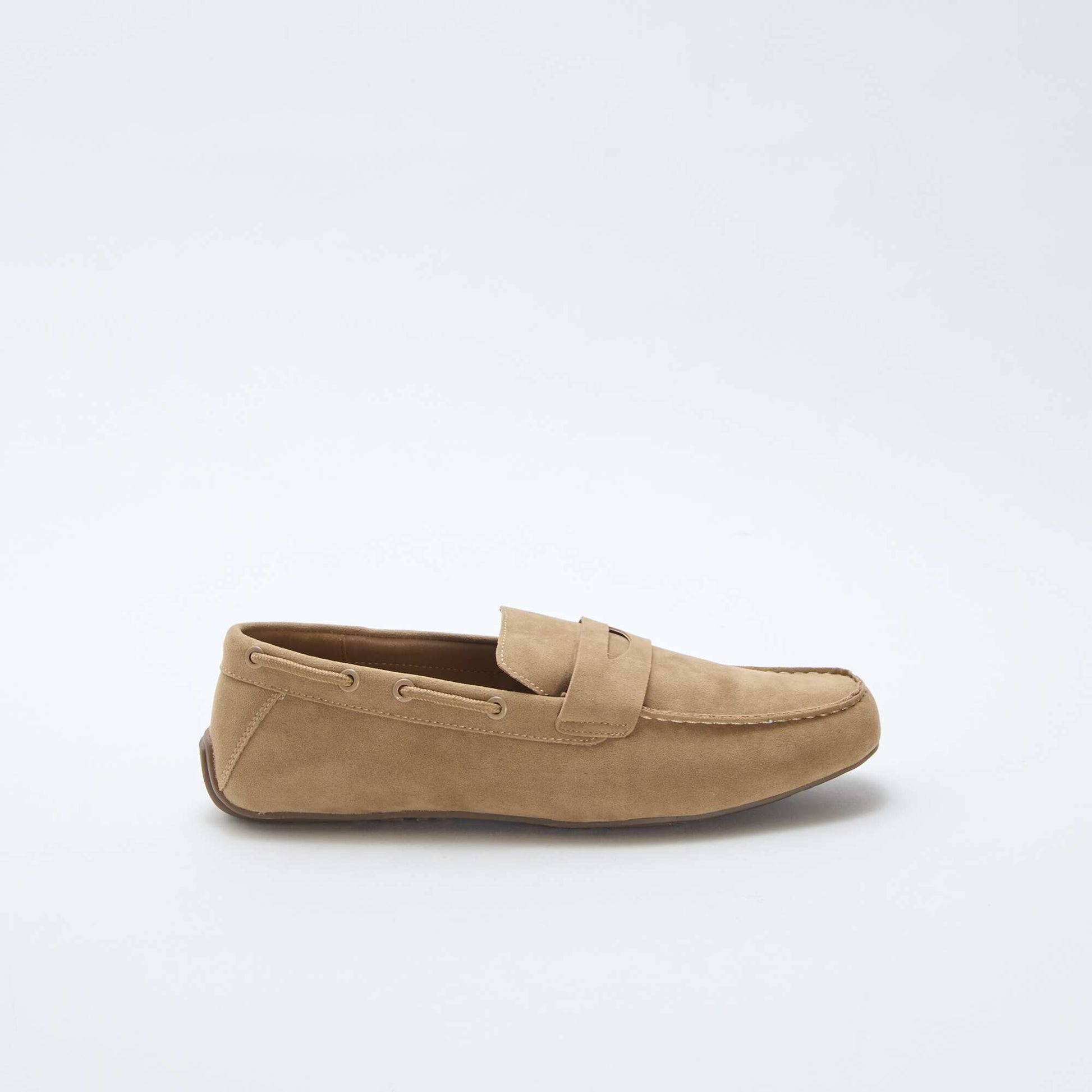 Suede-Effect Boat Moccasins BEIGE