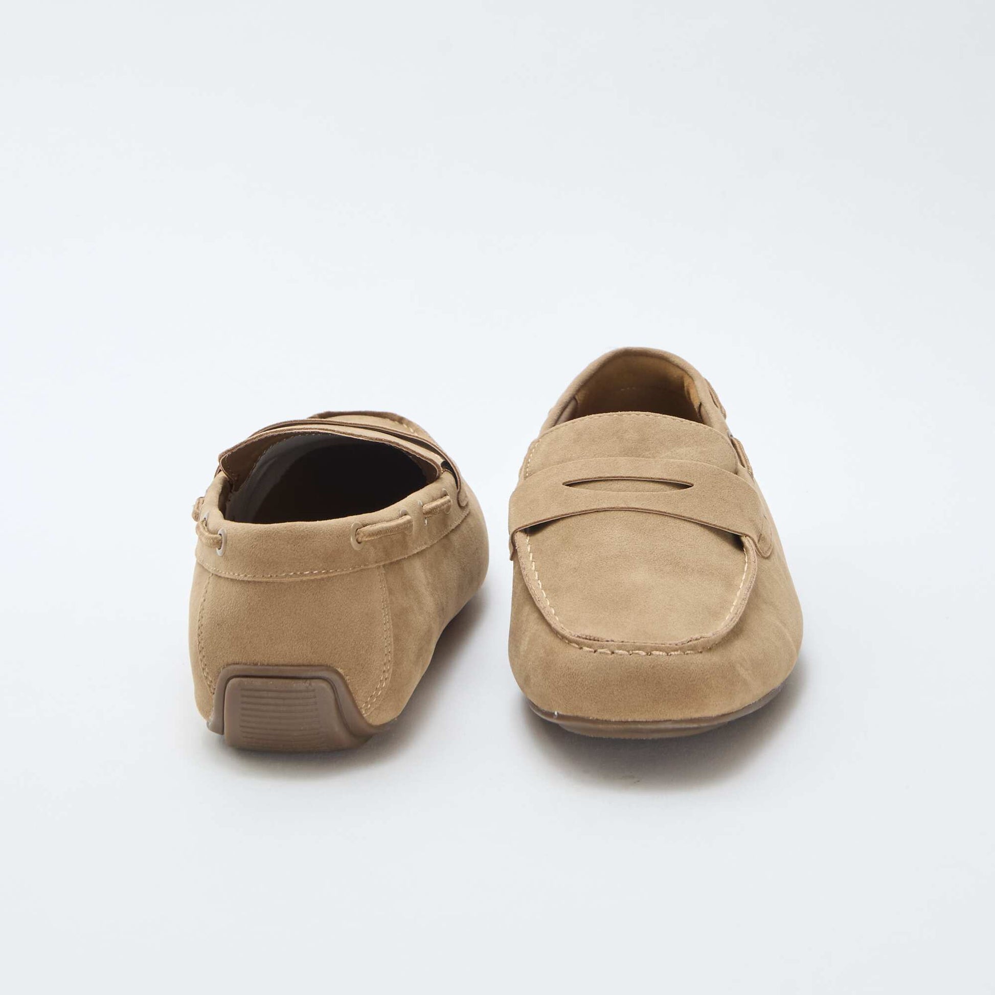 Suede-Effect Boat Moccasins BEIGE