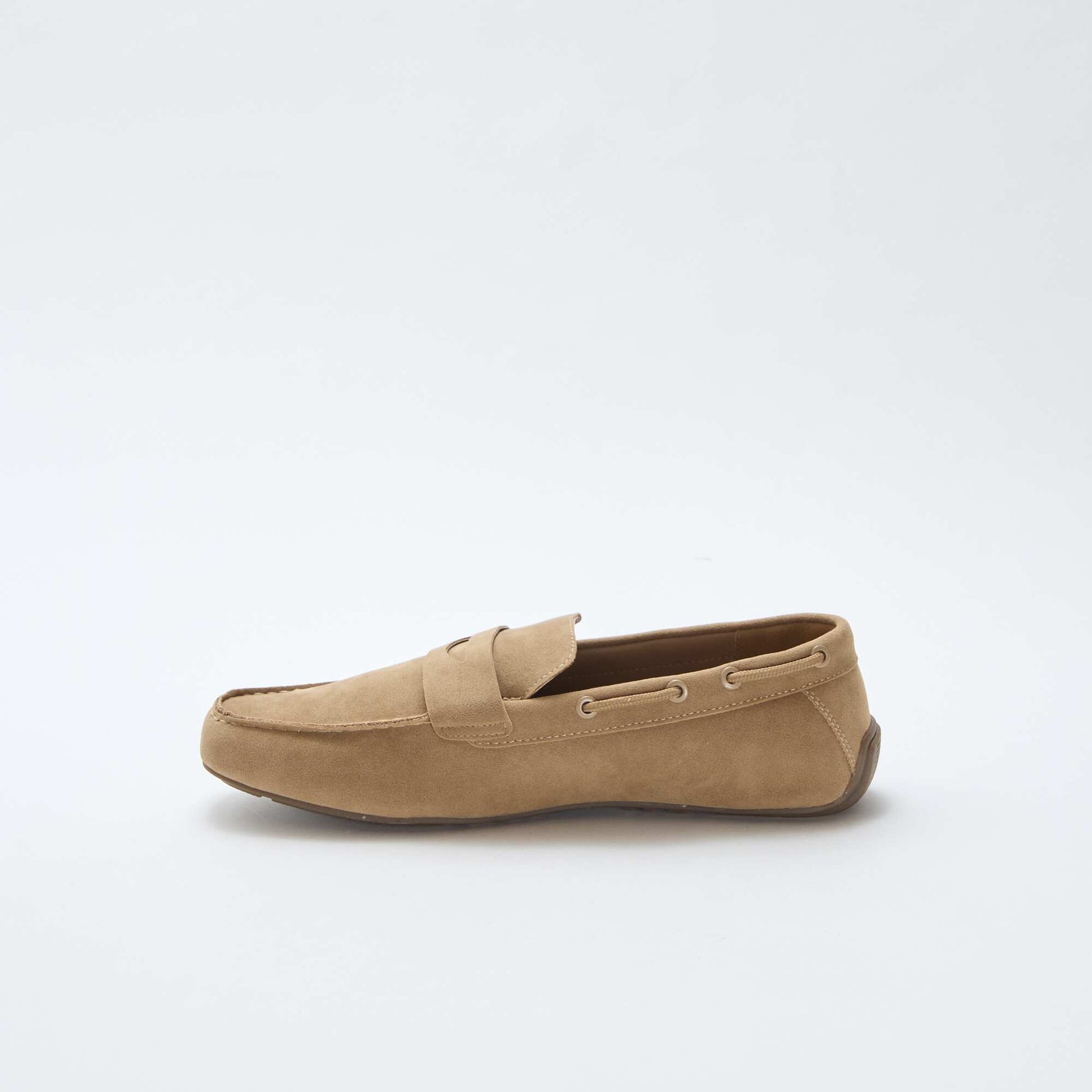Suede-Effect Boat Moccasins BEIGE