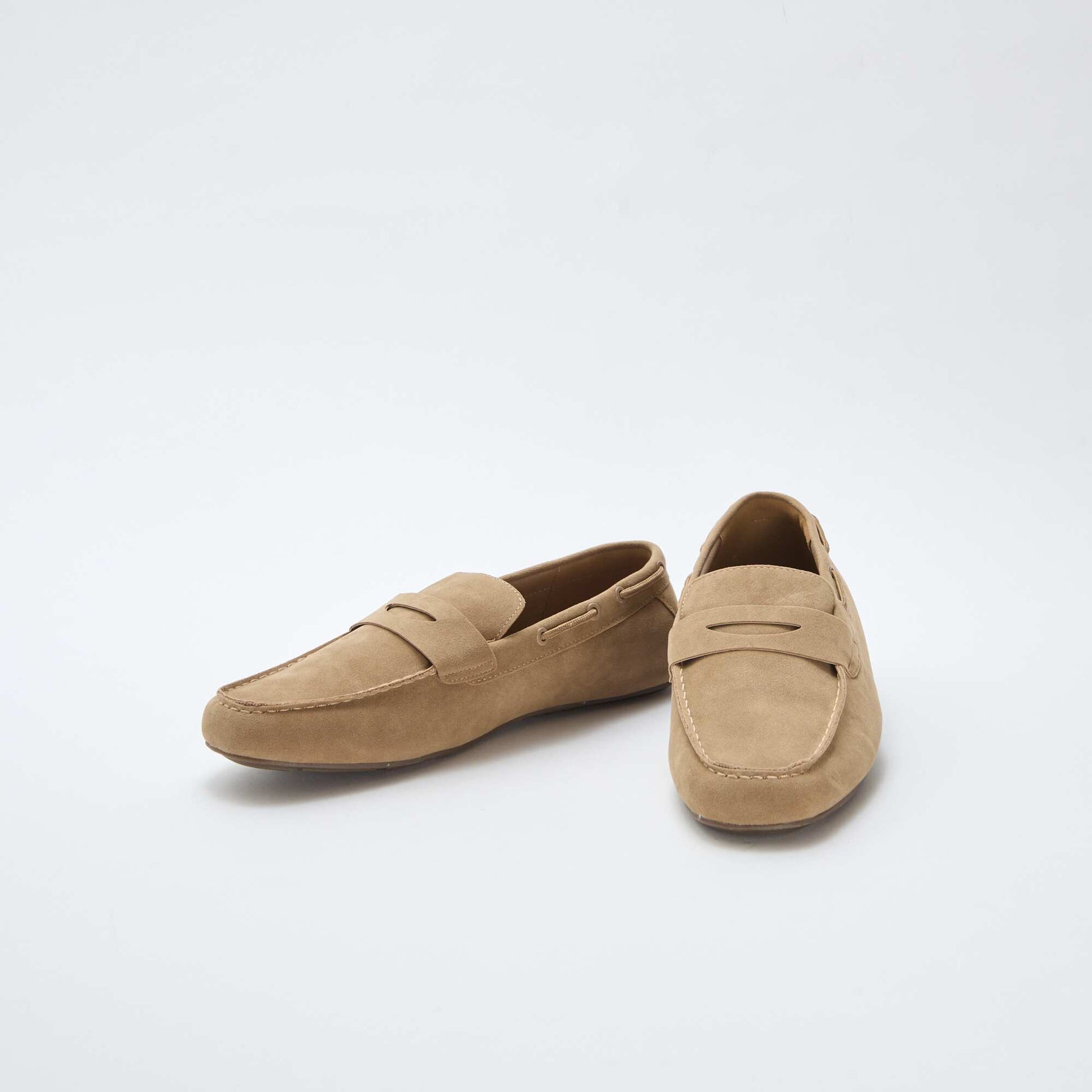 Suede-Effect Boat Moccasins BEIGE