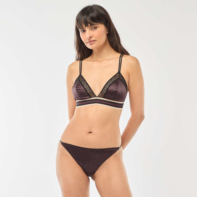 Leopard Print Satin Briefs BEIGE