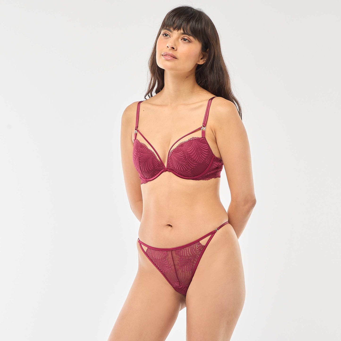 Leafy Lace Sheer Thong RED