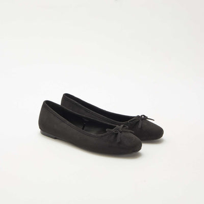 Faux Suede Ballet Flats BLACK