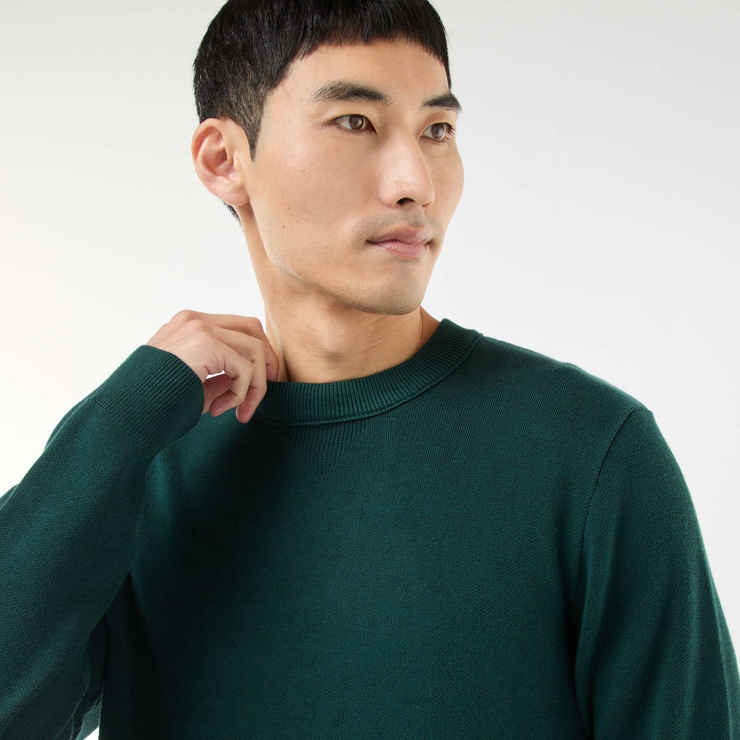 Plain Crew Neck Sweater GREEN