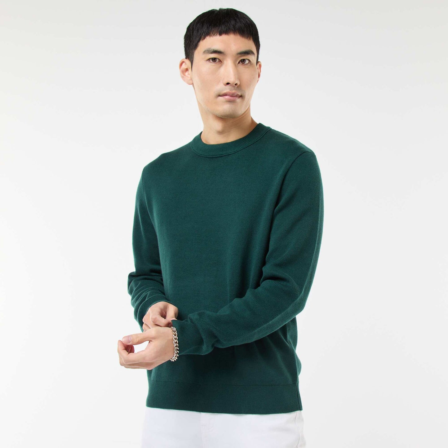 Plain Crew Neck Sweater GREEN