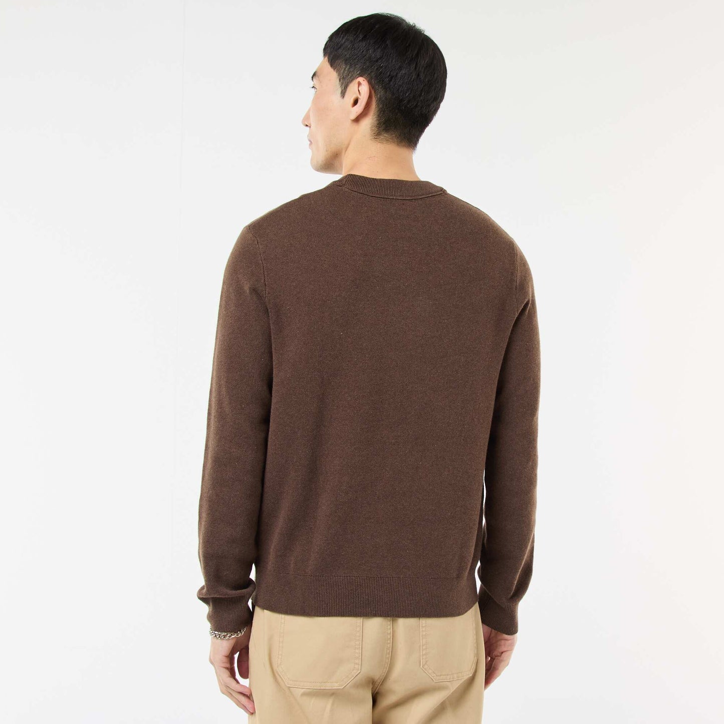 Plain Crew Neck Sweater BROWN