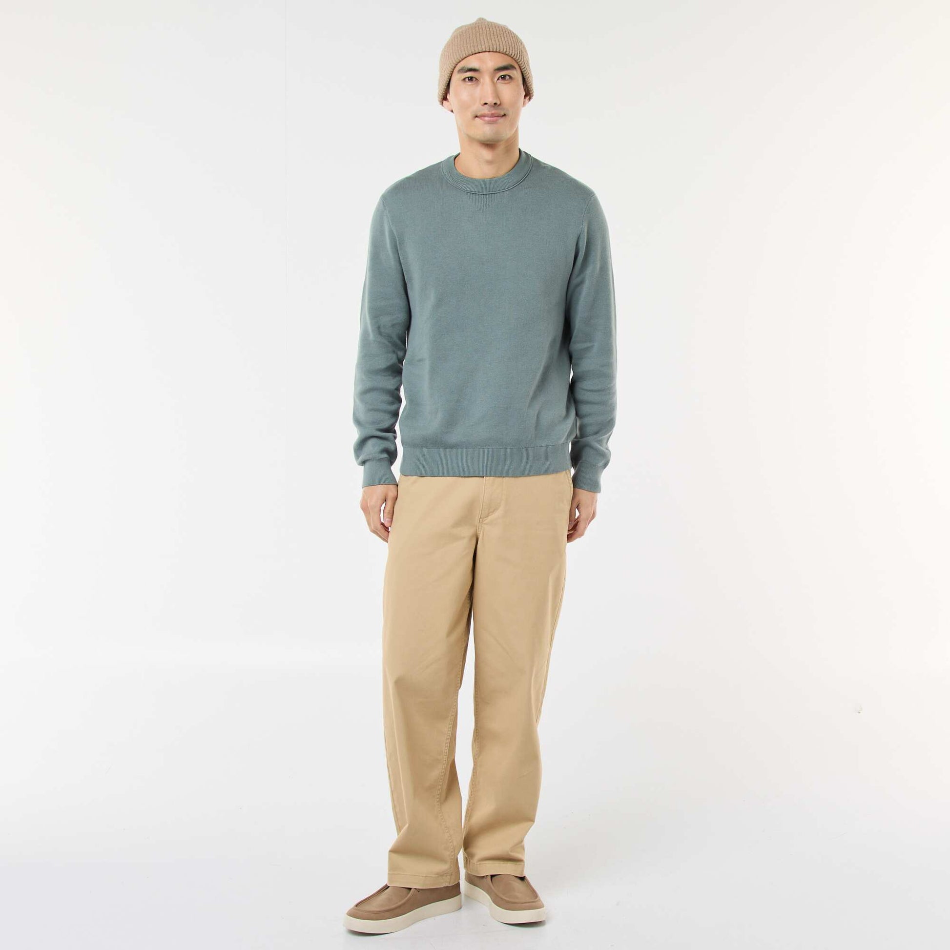 Plain Crew Neck Sweater BLUE