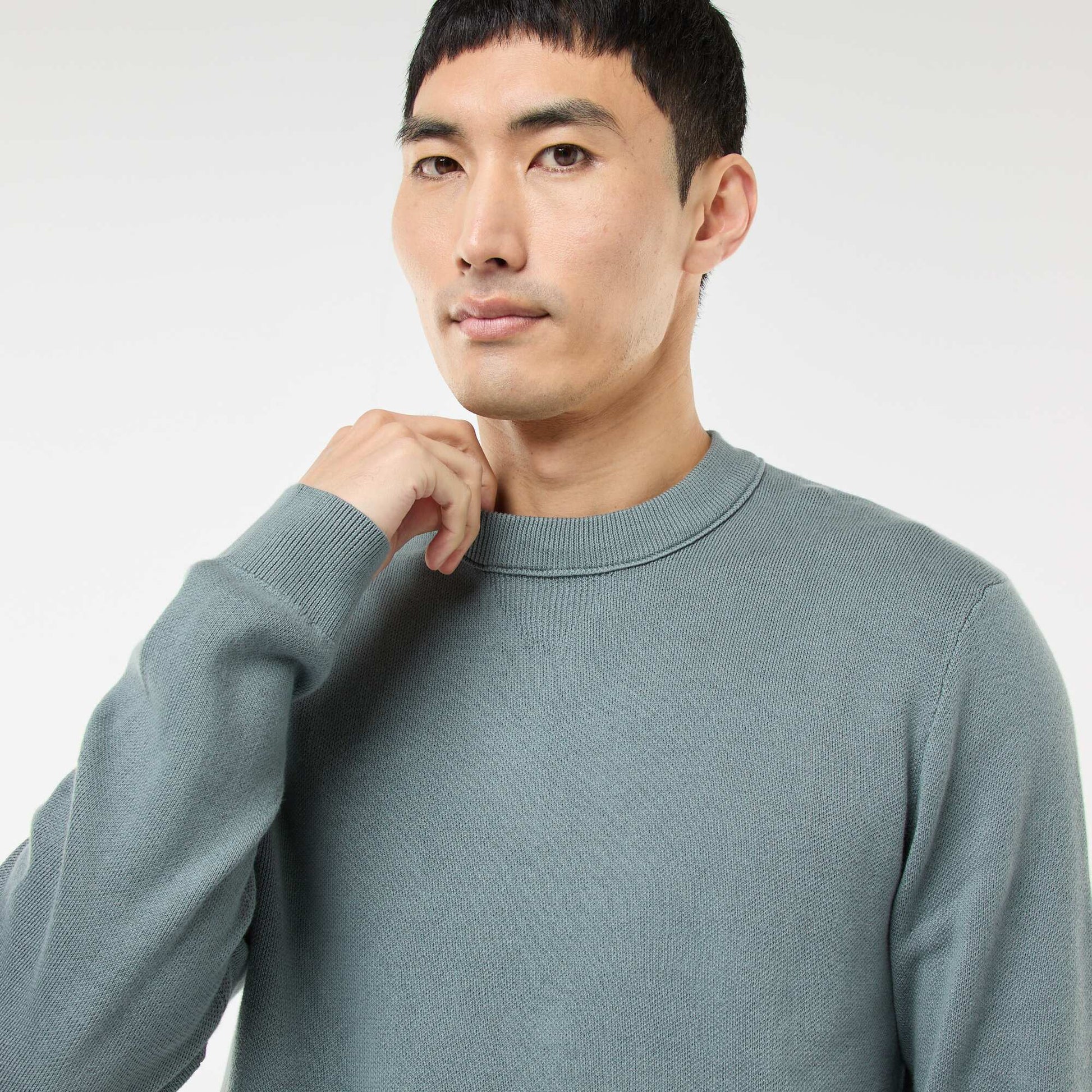 Plain Crew Neck Sweater BLUE