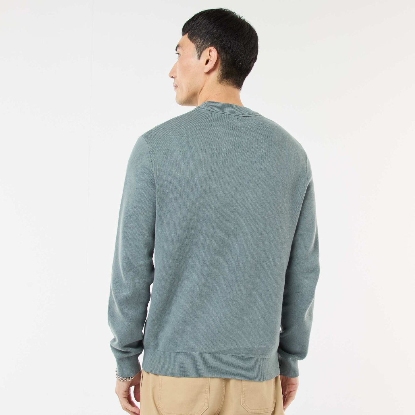 Plain Crew Neck Sweater BLUE