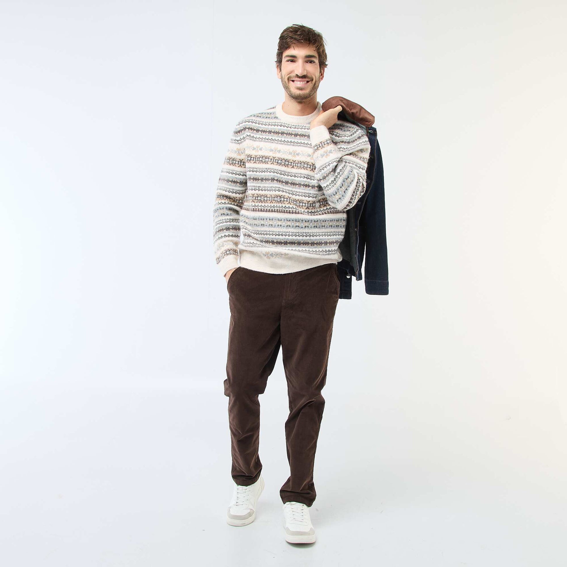 Chunky Jacquard Sweater BEIGE