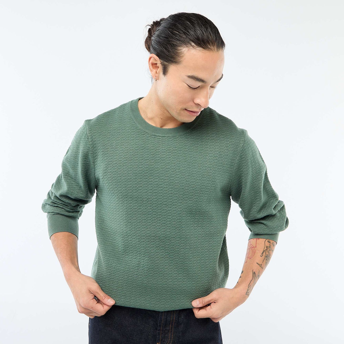 Textured Knit Sweater GREEN