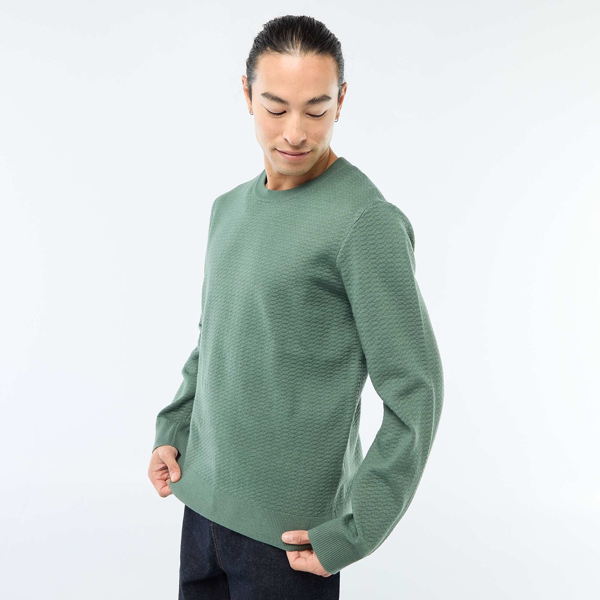 Textured Knit Sweater GREEN