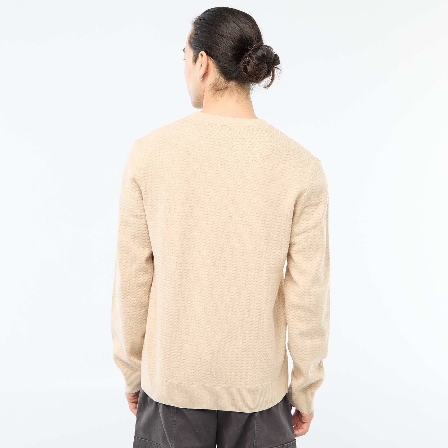 Textured Knit Sweater BEIGE