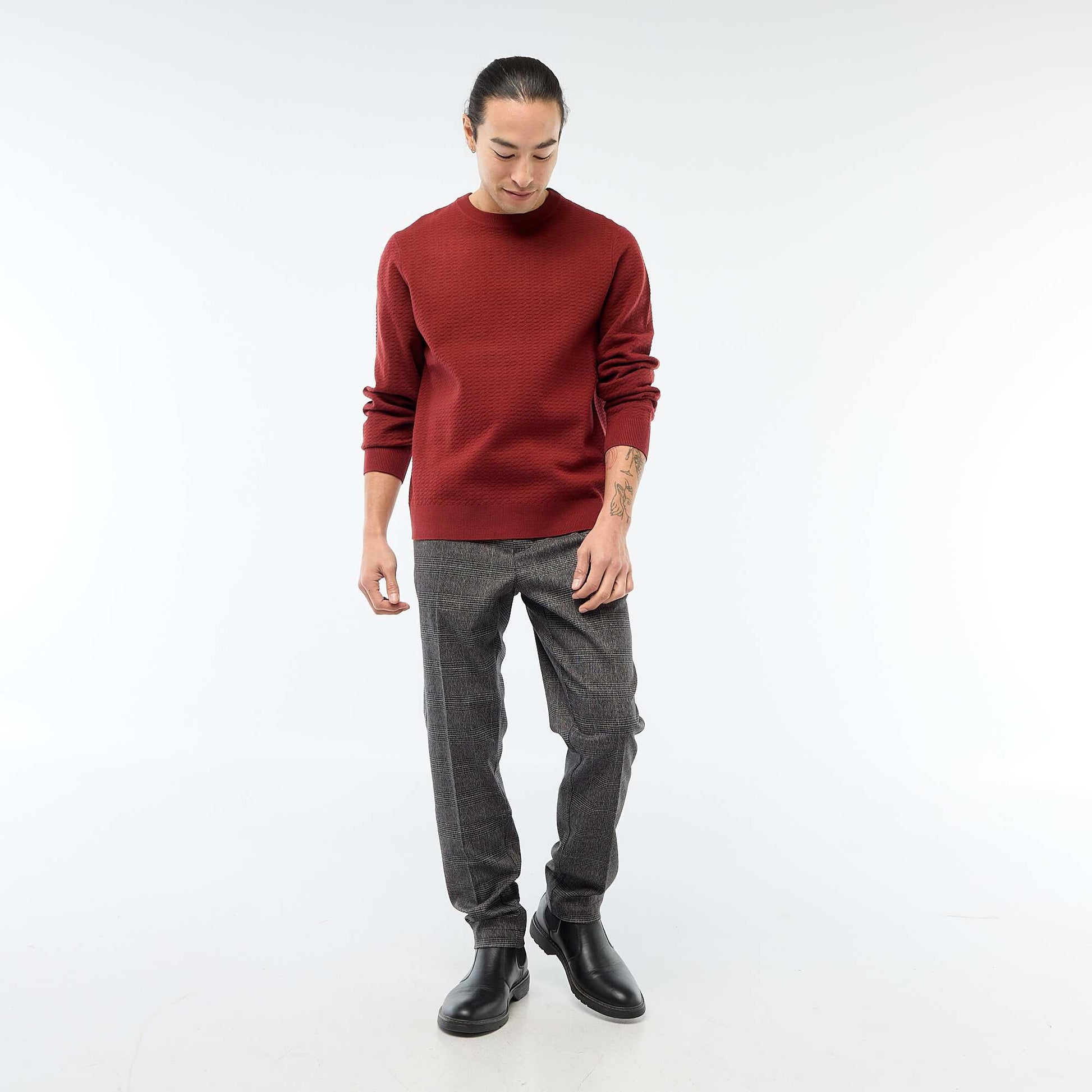 Textured Knit Sweater RED