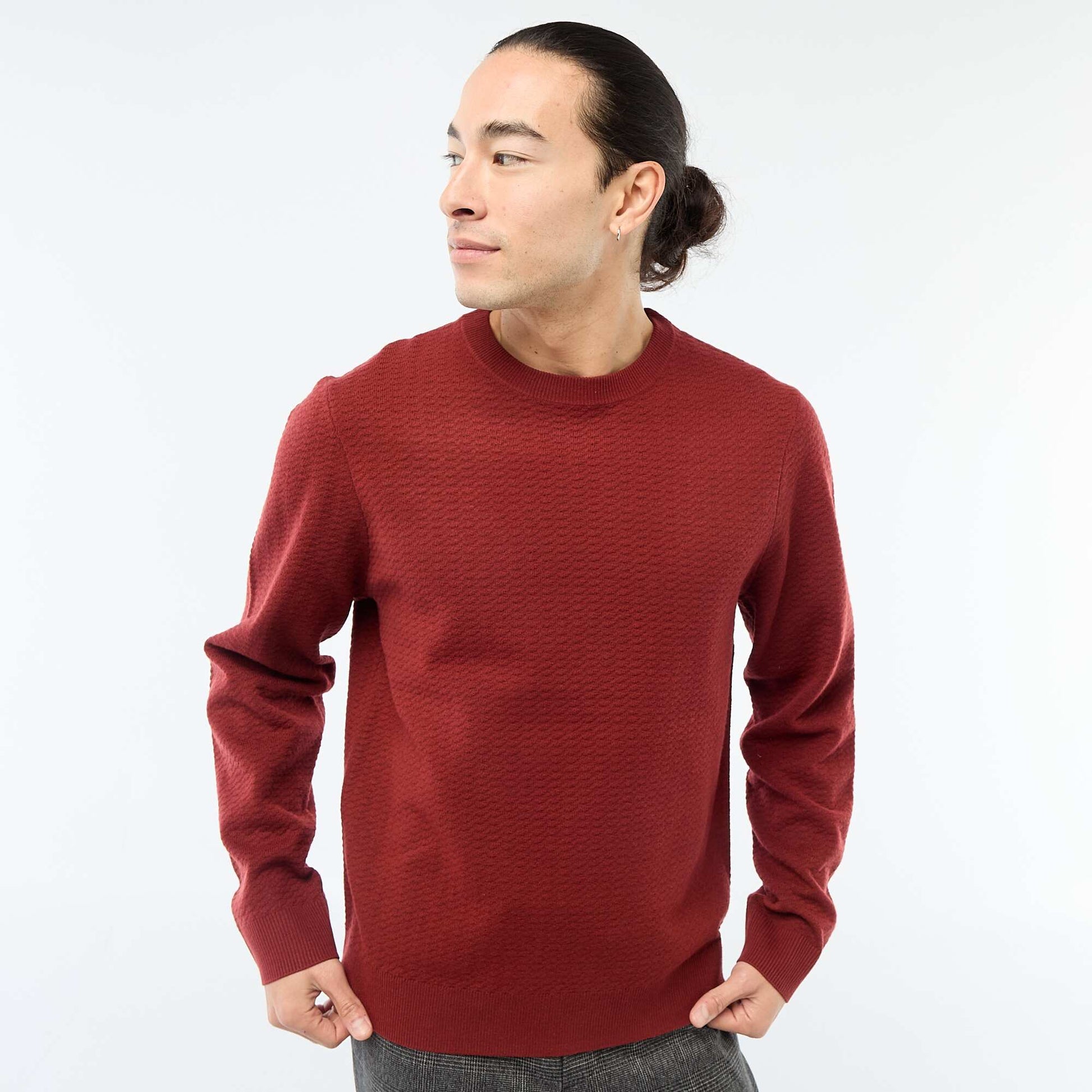Textured Knit Sweater RED