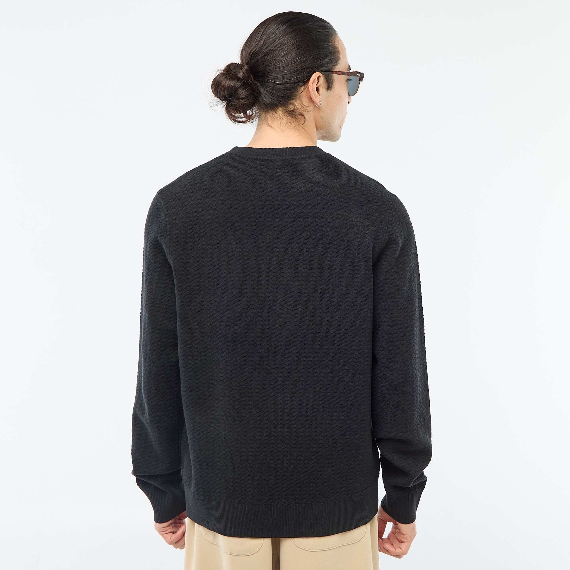 Textured Knit Sweater BLACK