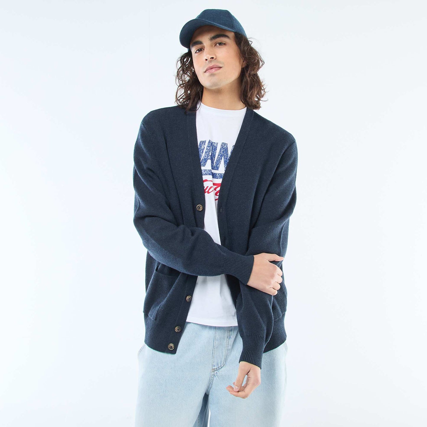 Solid Cardigan BLUE