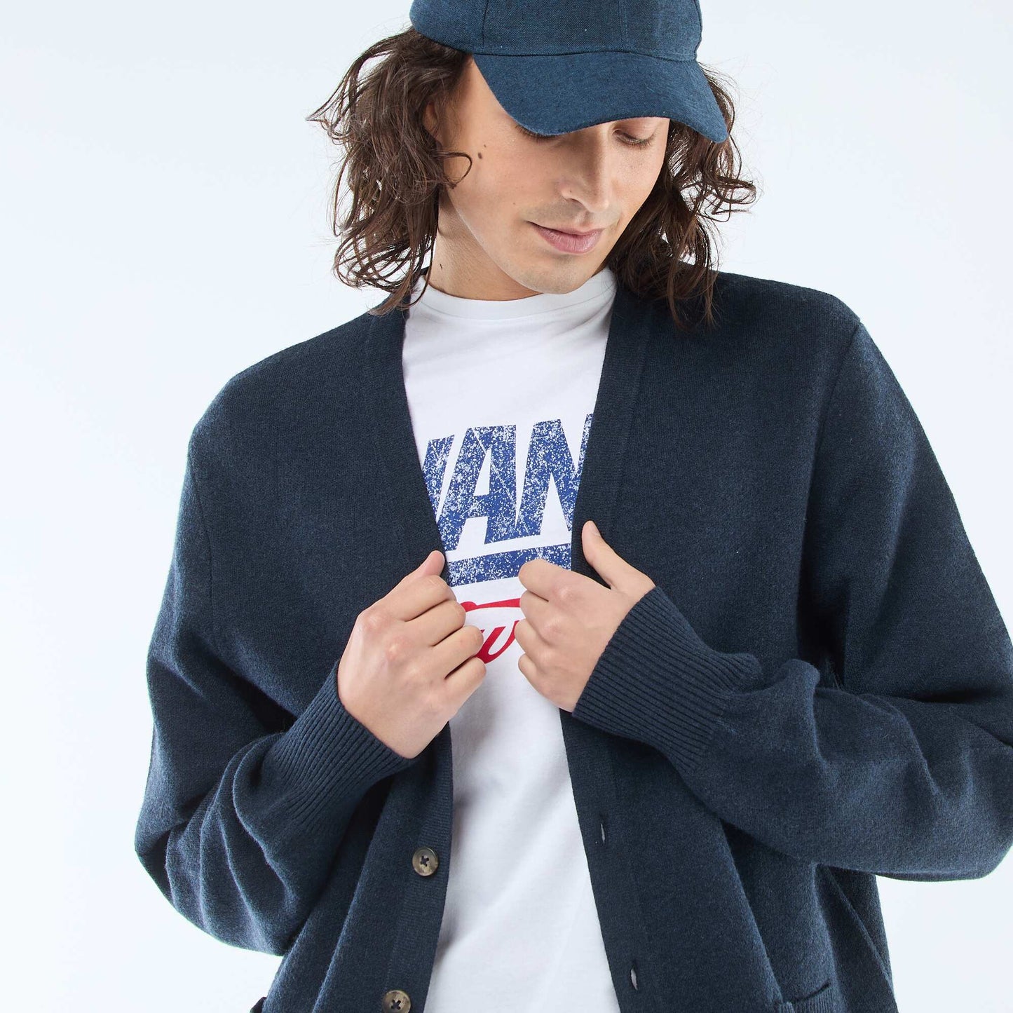 Solid Cardigan BLUE