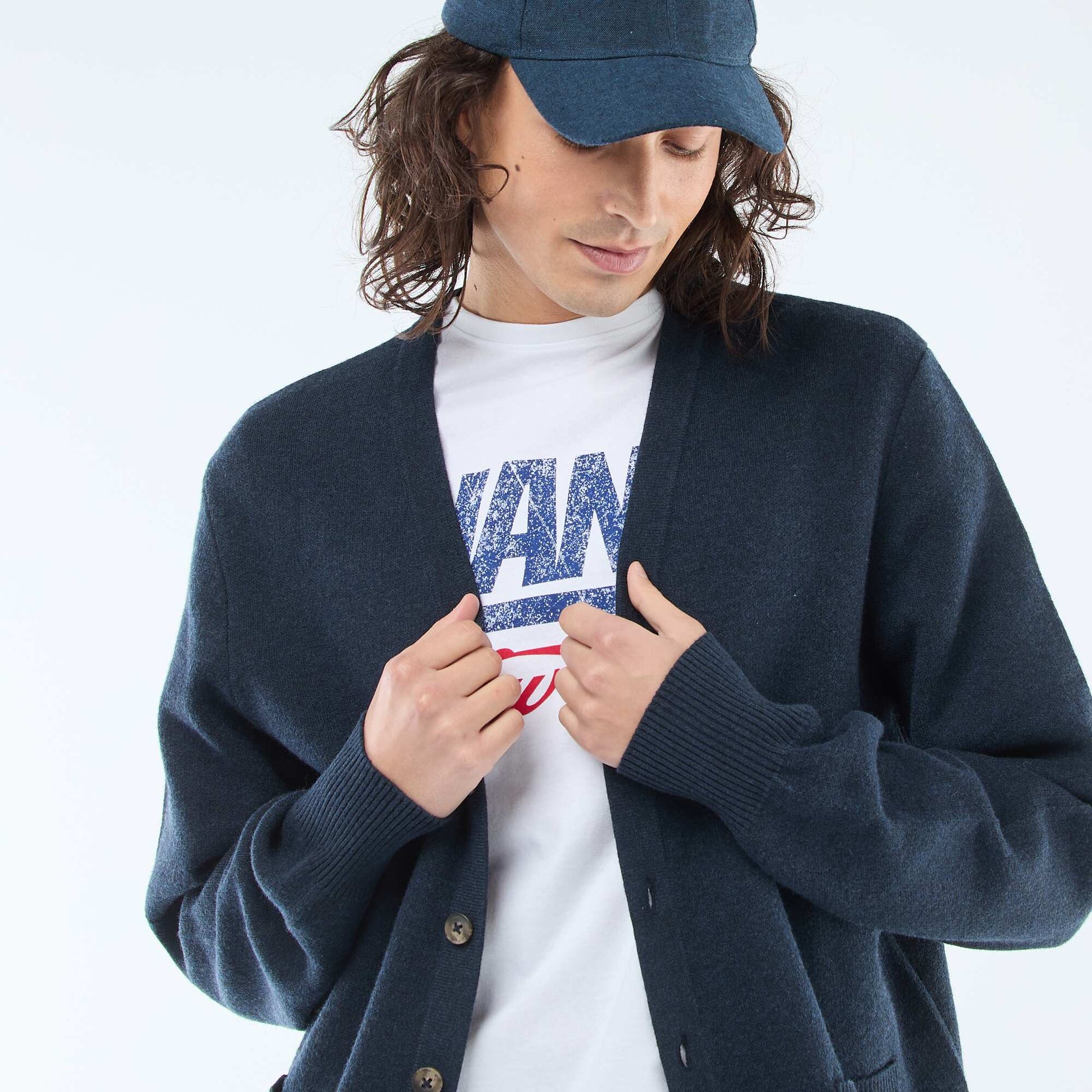 Solid Cardigan BLUE