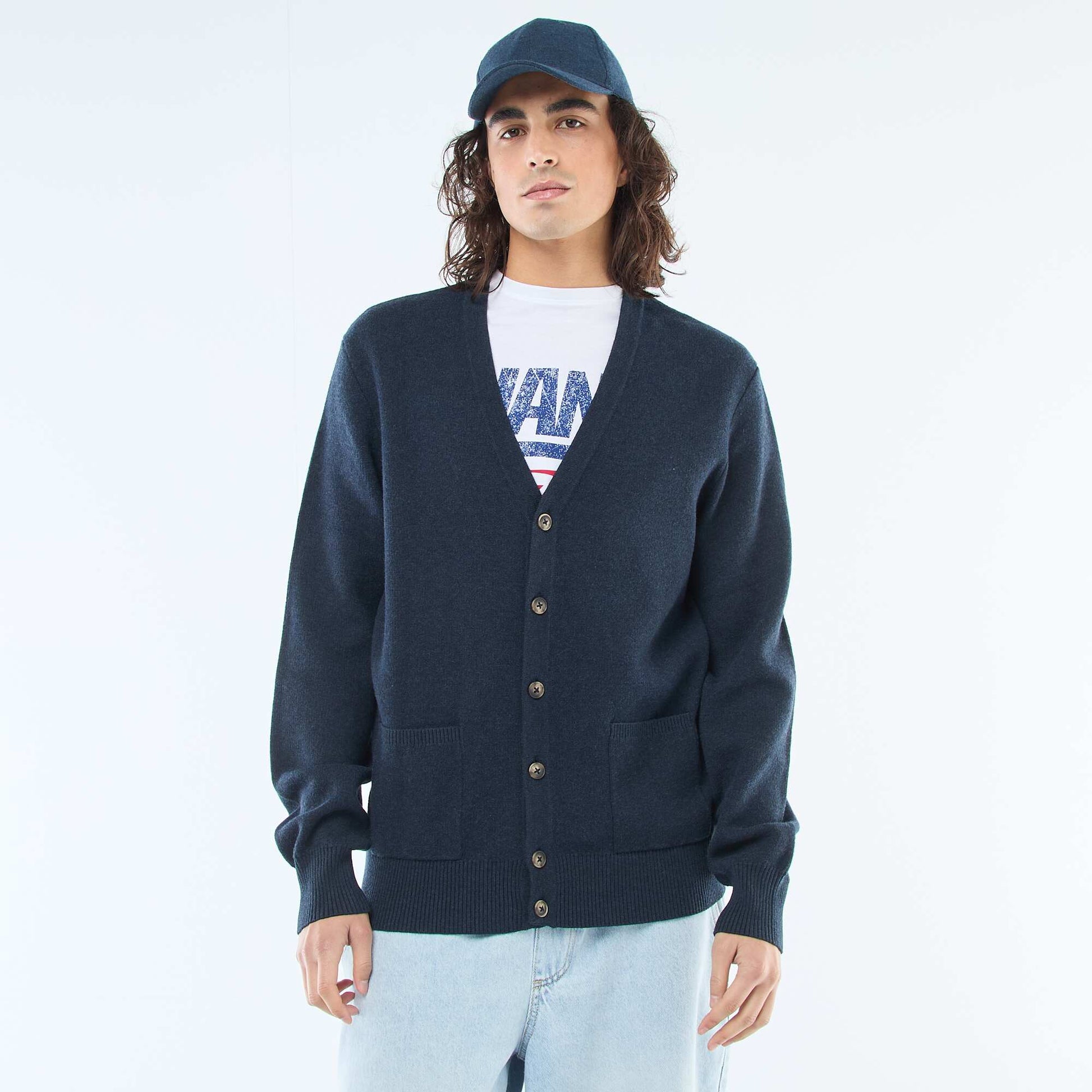 Solid Cardigan BLUE