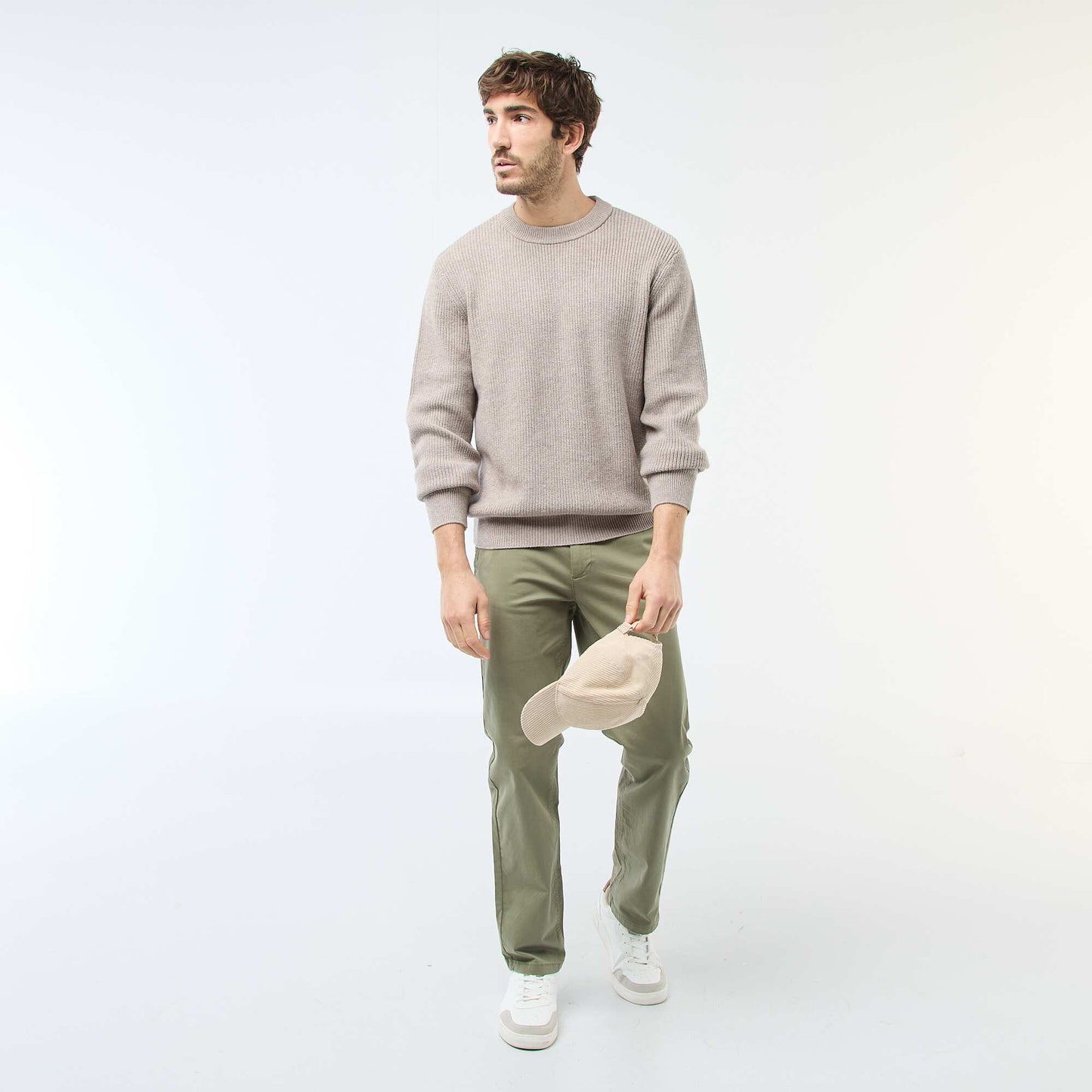 Warm Plain Sweater BEIGE