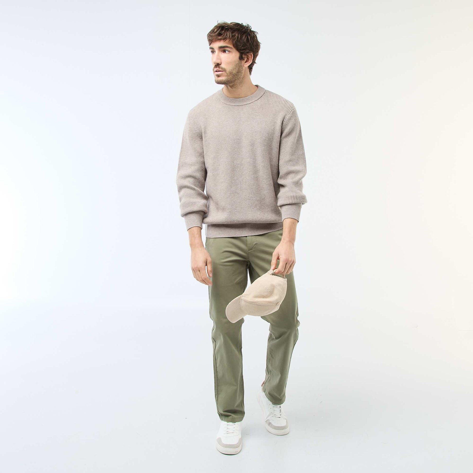 Warm Plain Sweater BEIGE