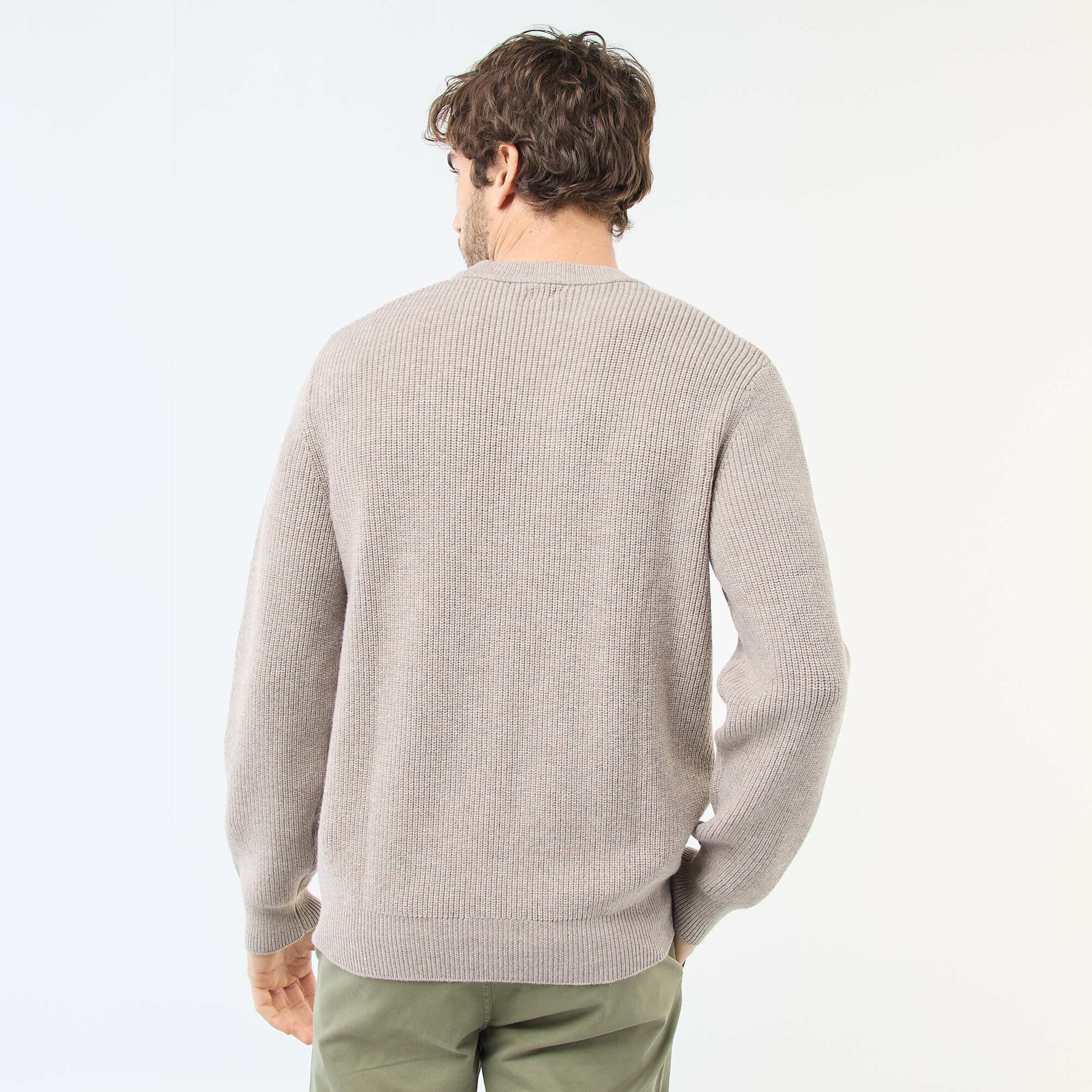 Warm Plain Sweater BEIGE