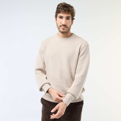 Warm Plain Sweater BEIGE