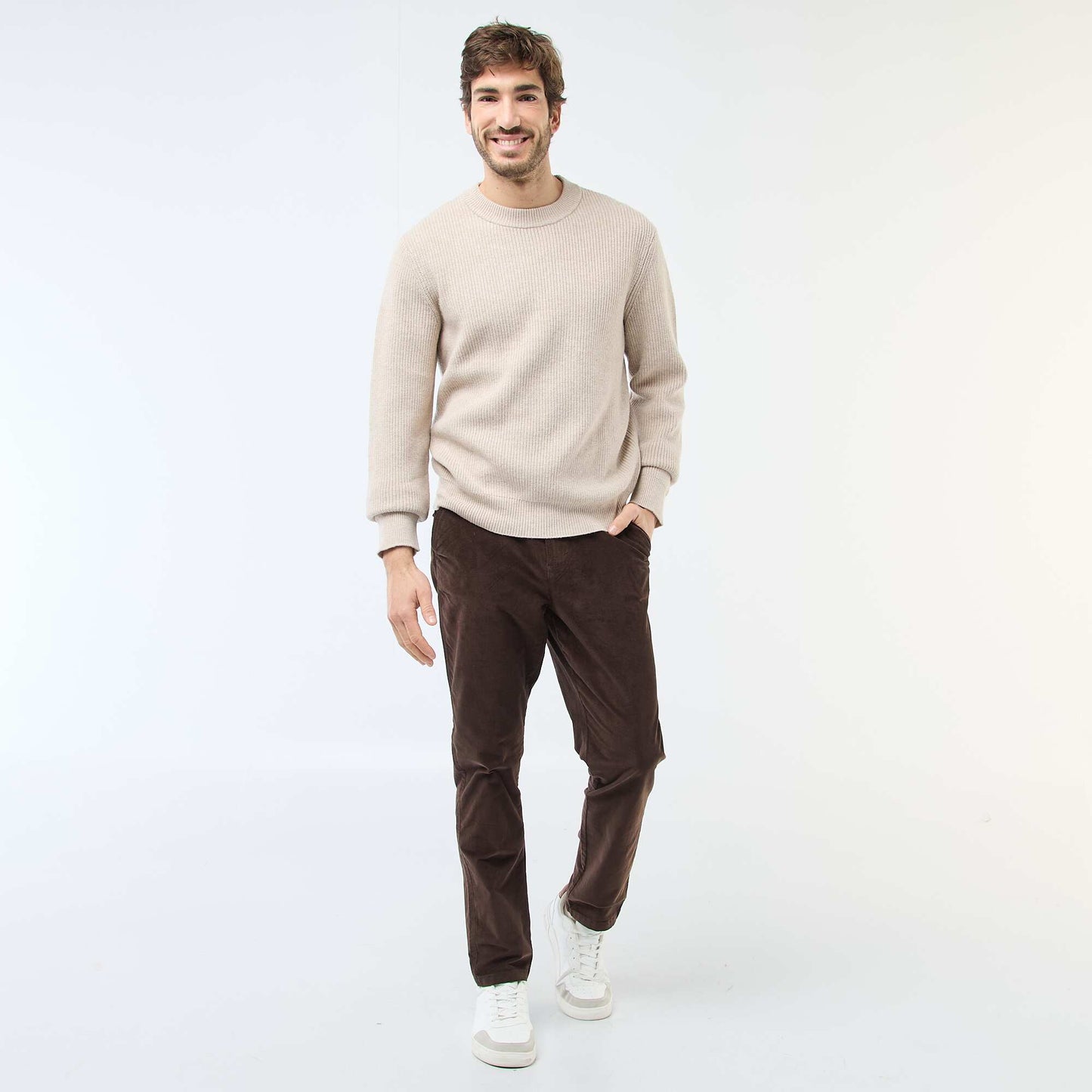 Warm Plain Sweater BEIGE