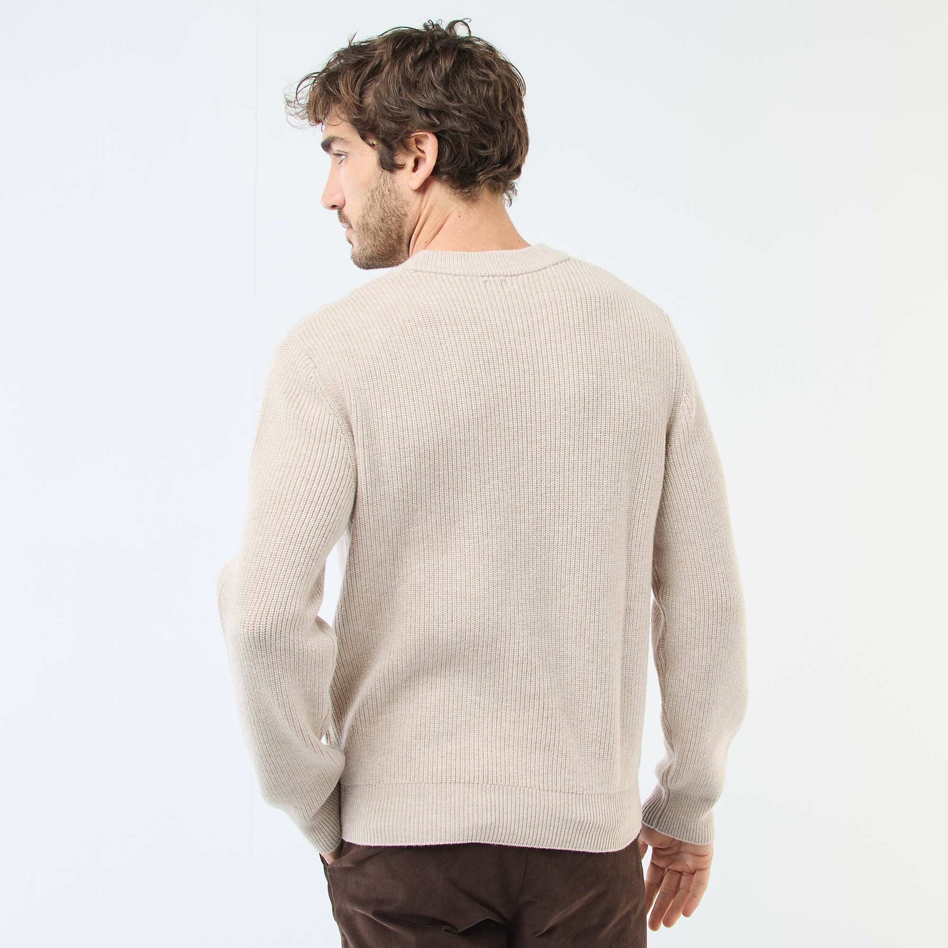 Warm Plain Sweater BEIGE