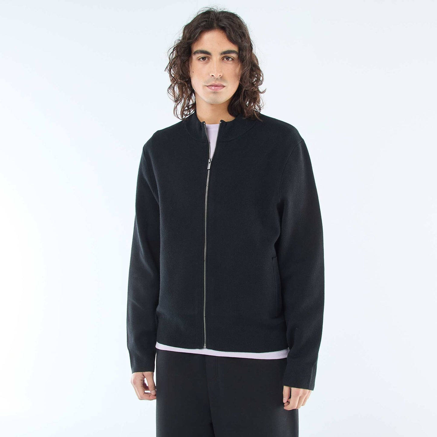 Warm Zip-Up High Neck Vest BLACK