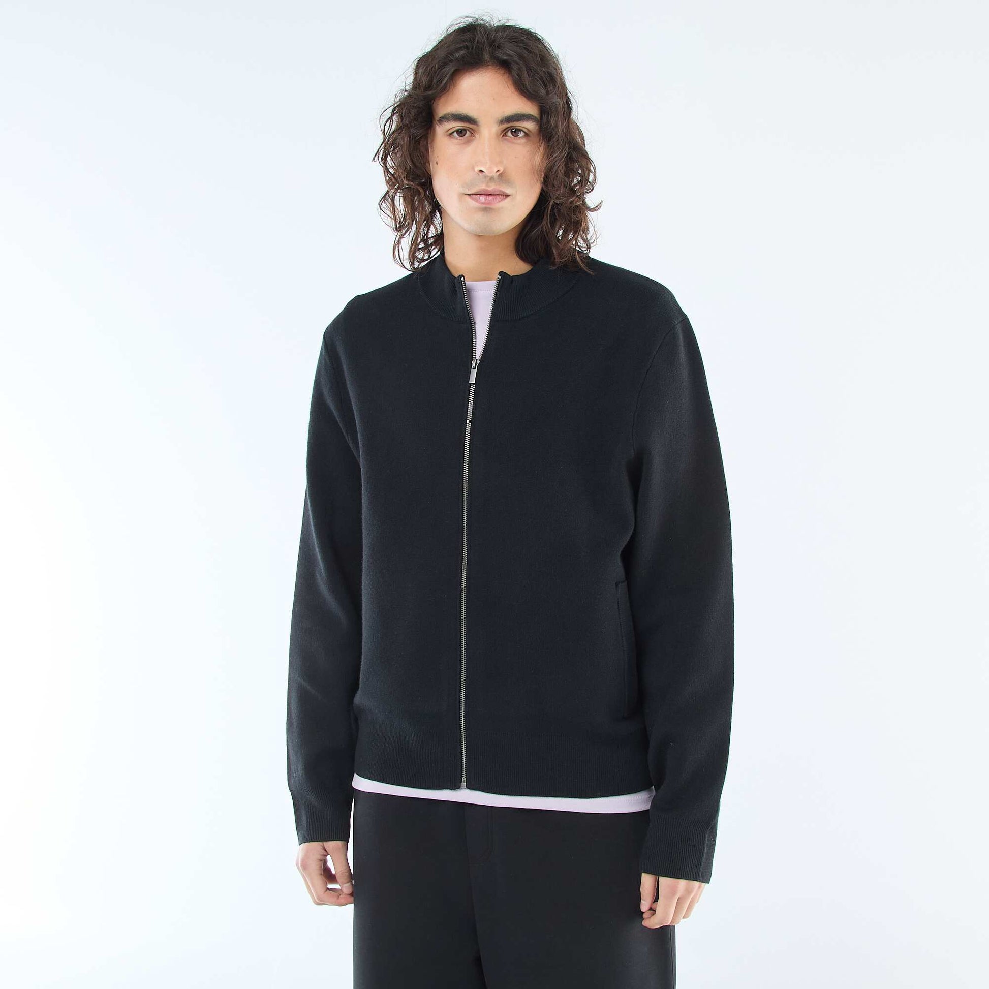 Warm Zip-Up High Neck Vest BLACK