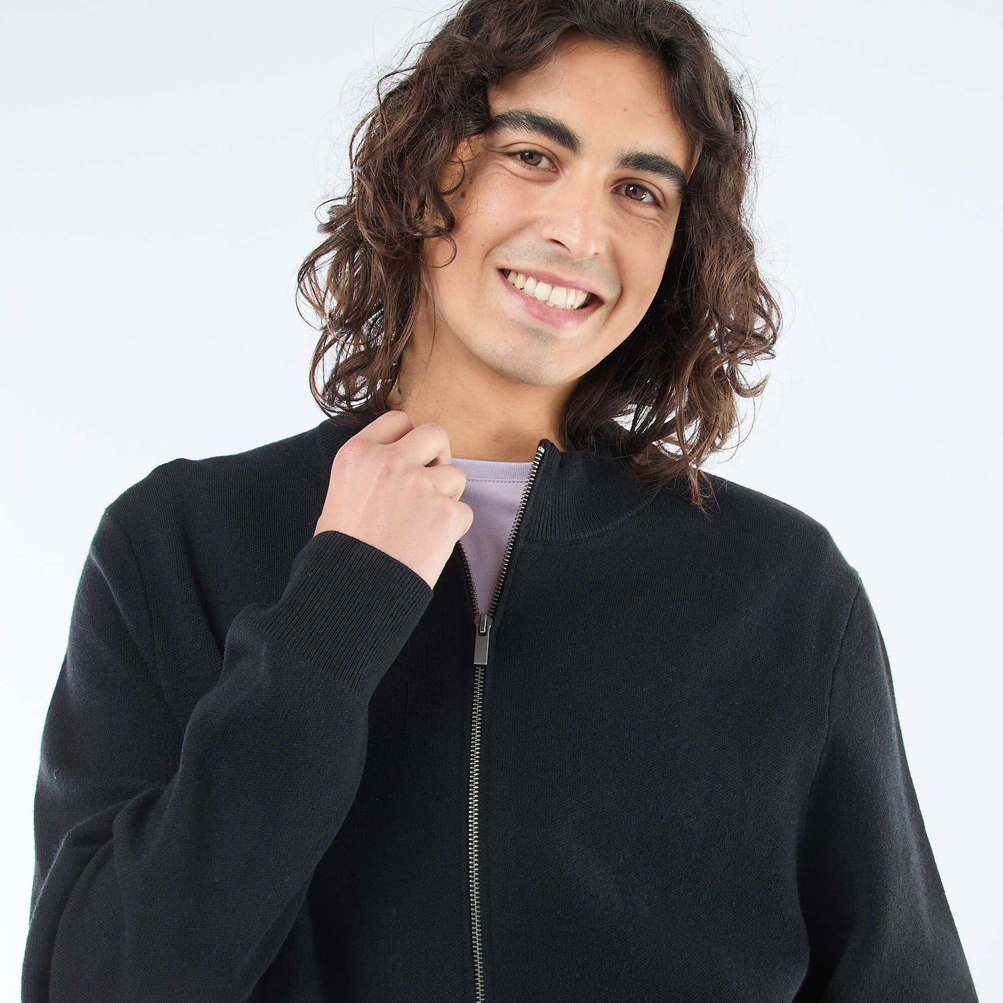 Warm Zip-Up High Neck Vest BLACK