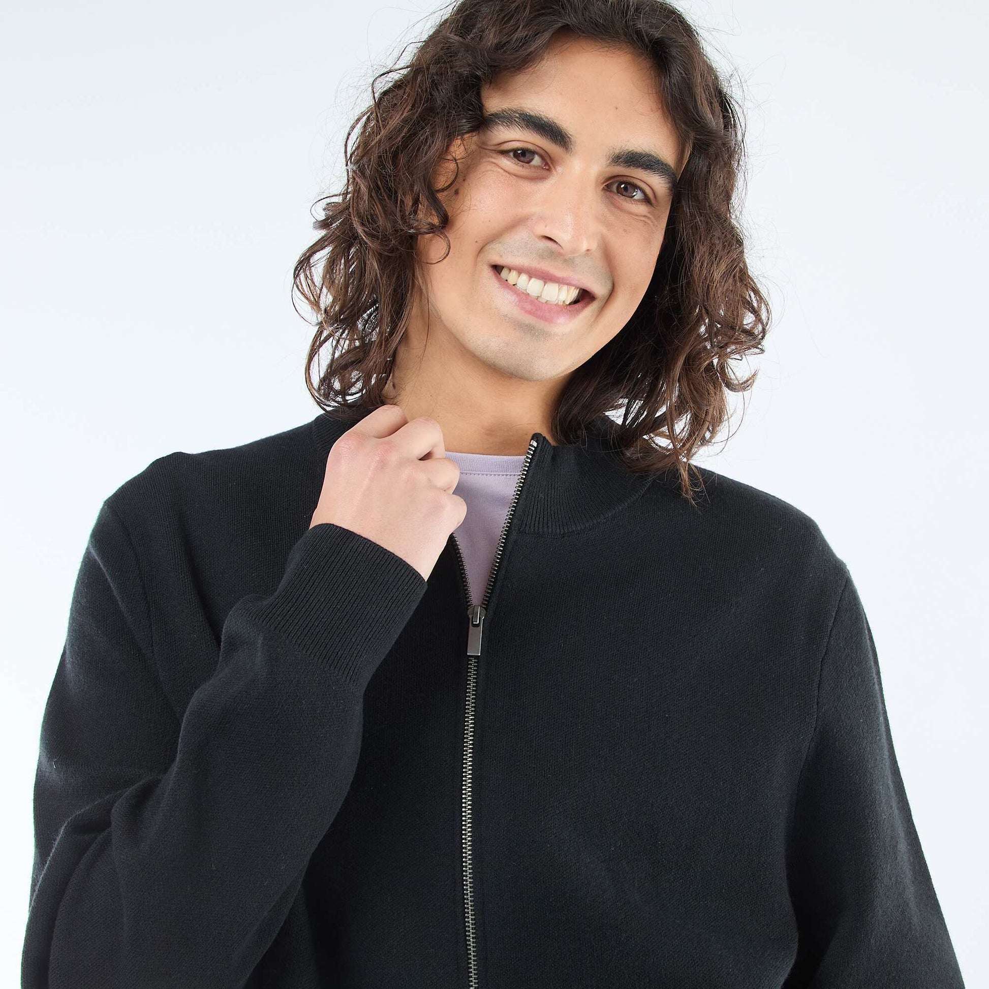 Warm Zip-Up High Neck Vest BLACK