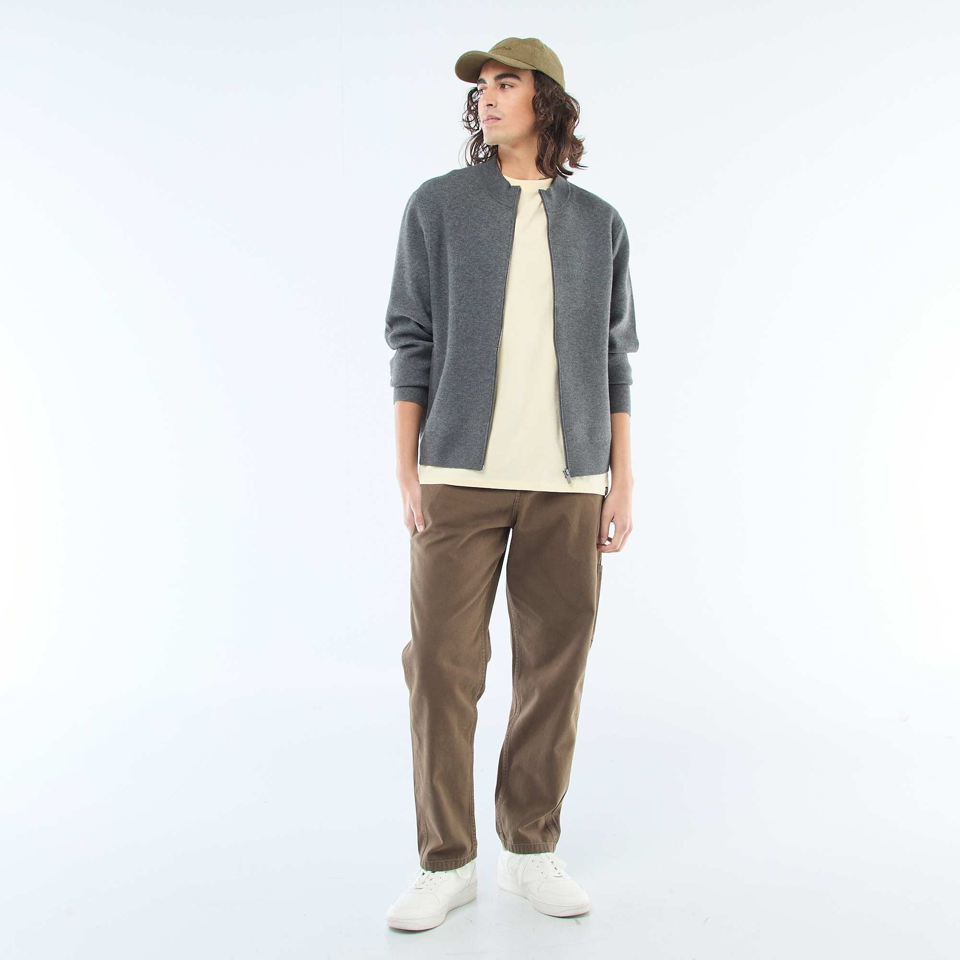 Warm Zip-Up High Neck Vest GREY