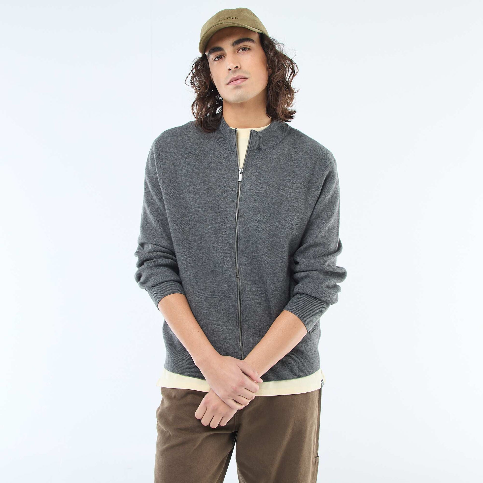 Warm Zip-Up High Neck Vest GREY