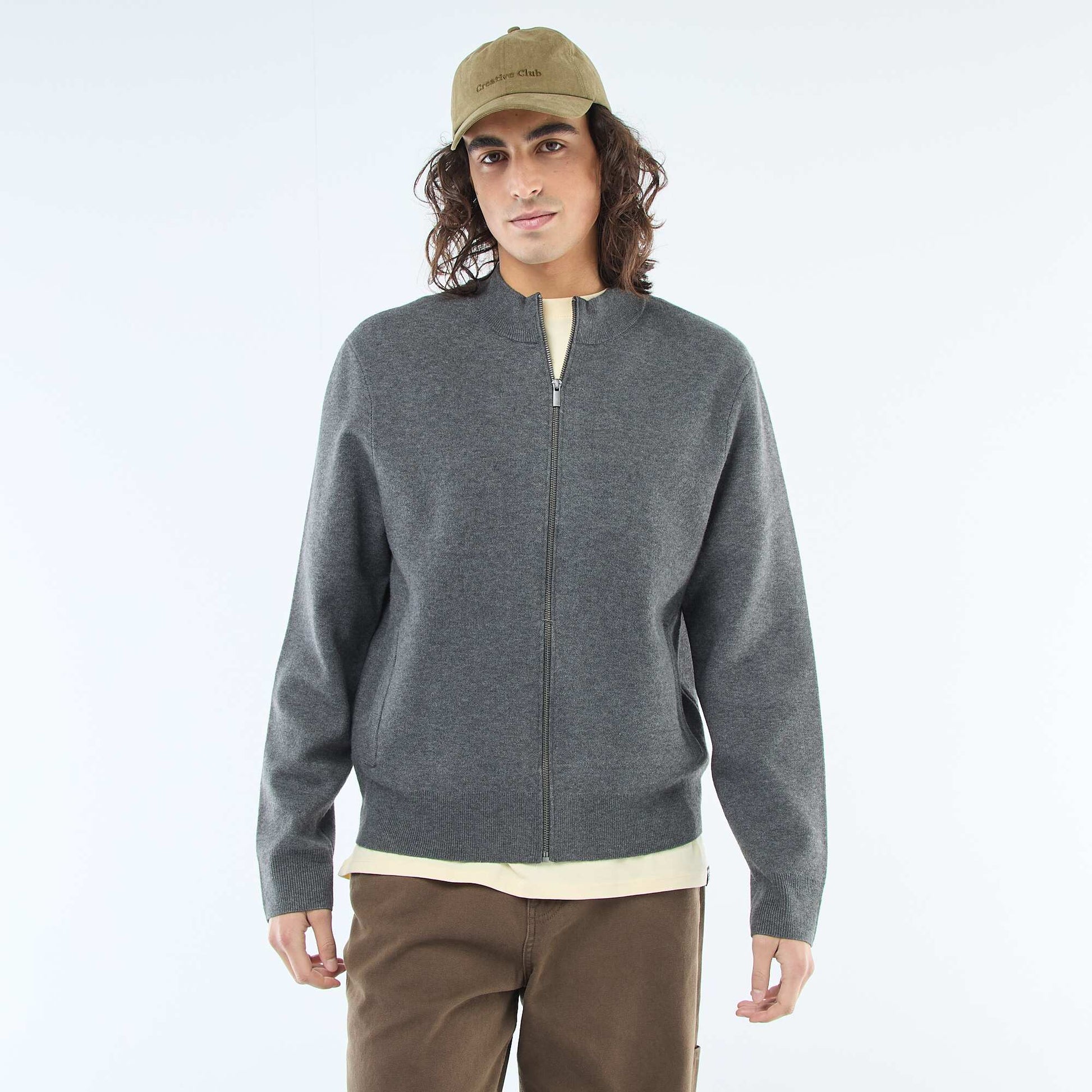 Warm Zip-Up High Neck Vest GREY