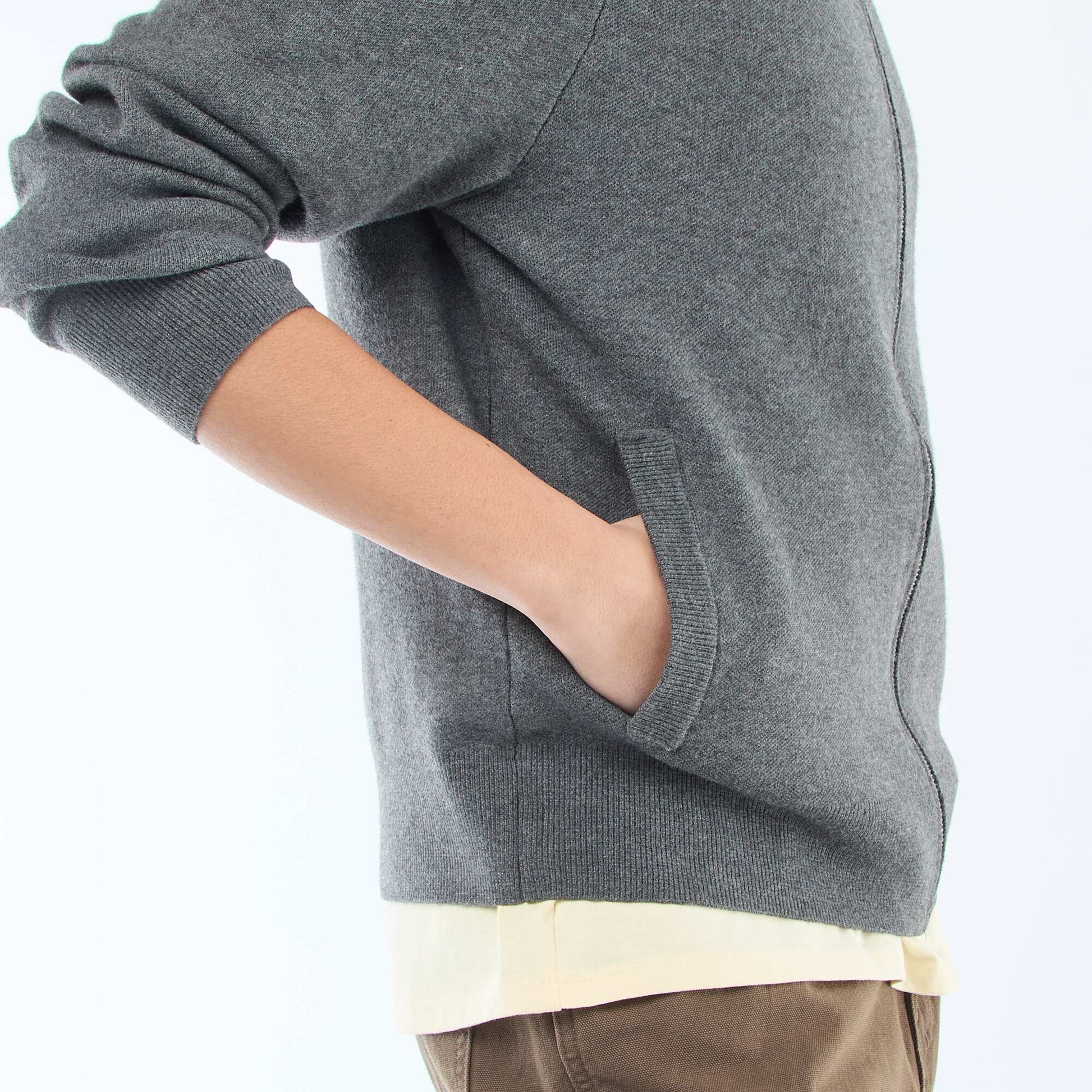 Warm Zip-Up High Neck Vest GREY