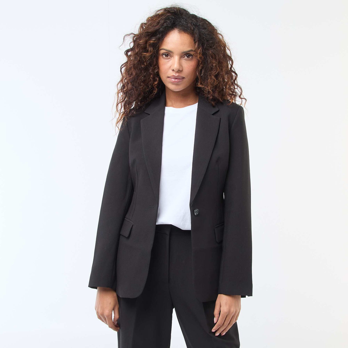 Fitted Single-Button Blazer BLACK
